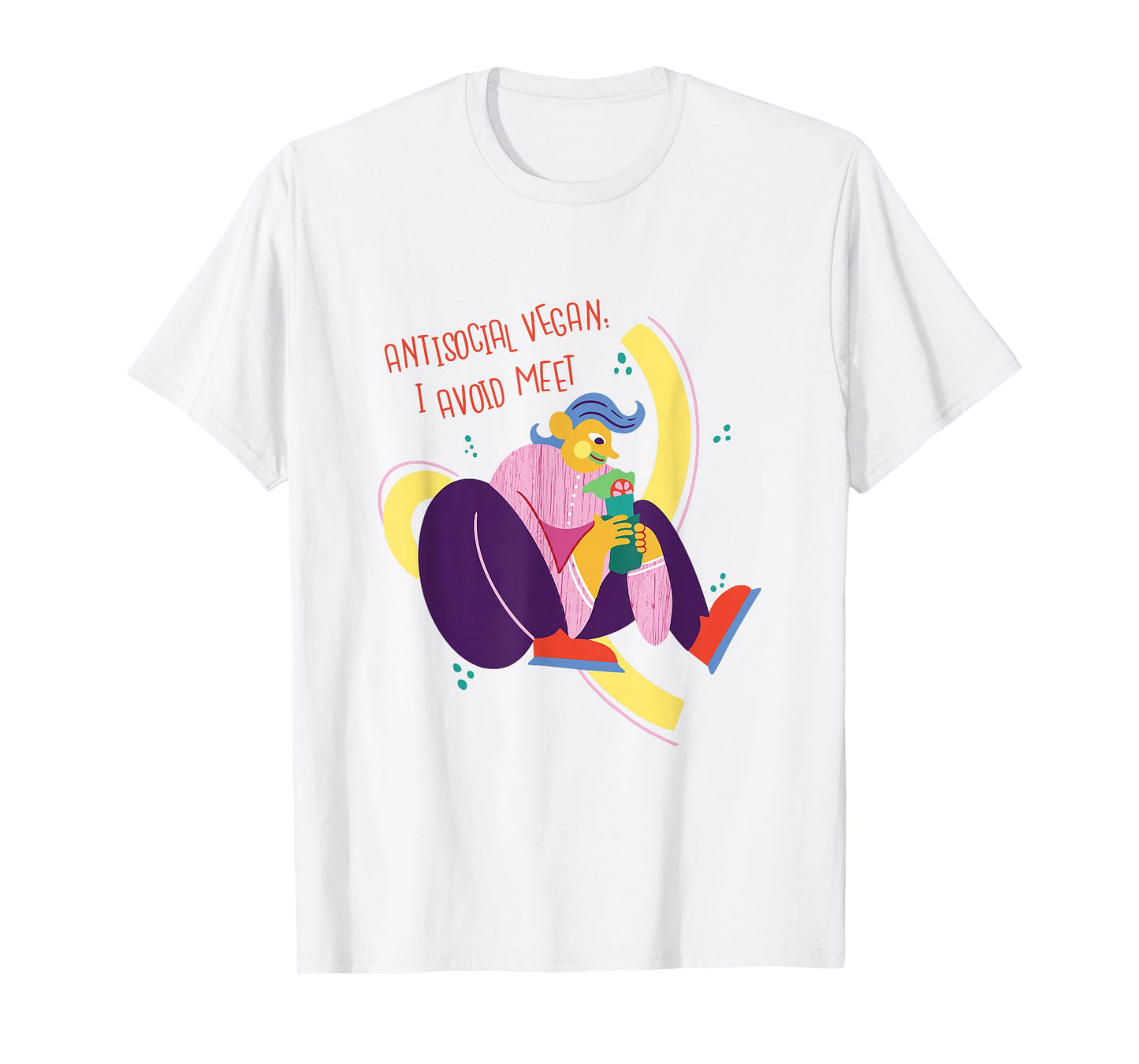 Antisocial Vegan - I Avoid Meat - Funny Plant Based Humor T-Shirt