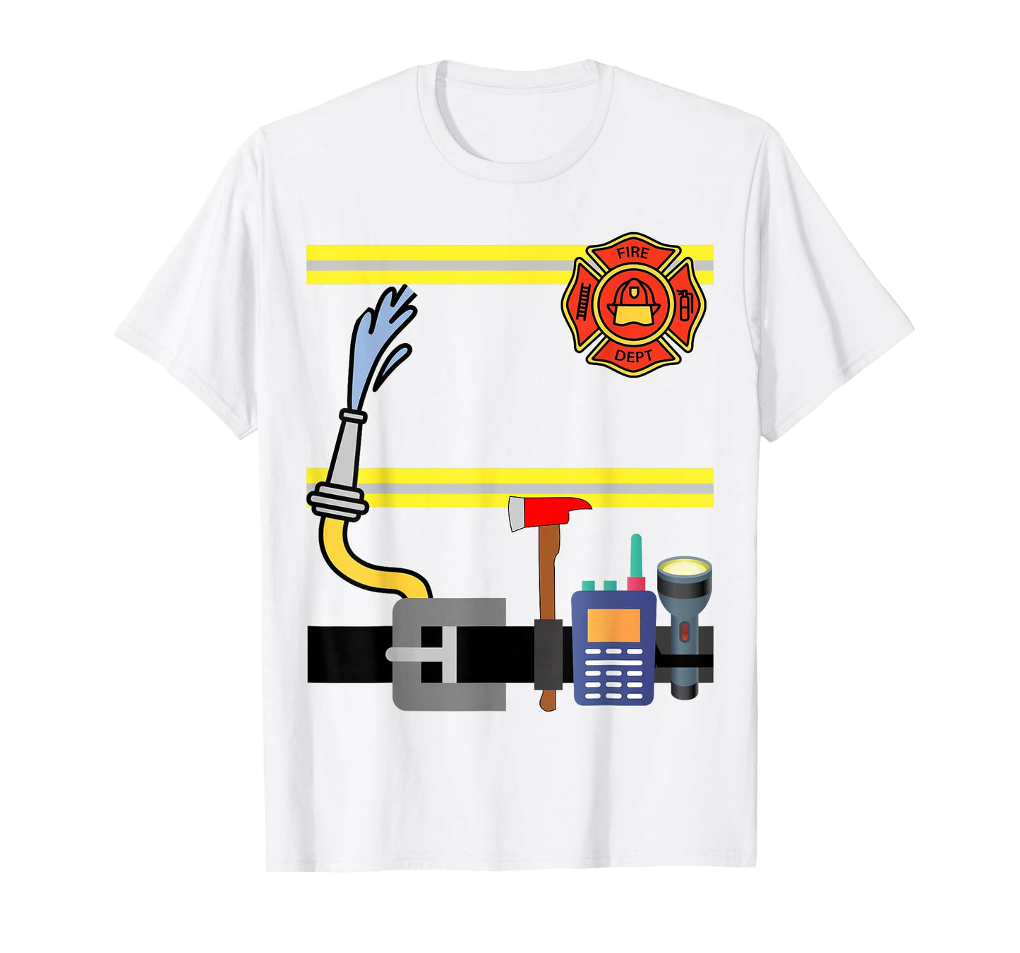 Boys Girl Men Kid Women's Fireman Firefighter Lazy Costume T-Shirt