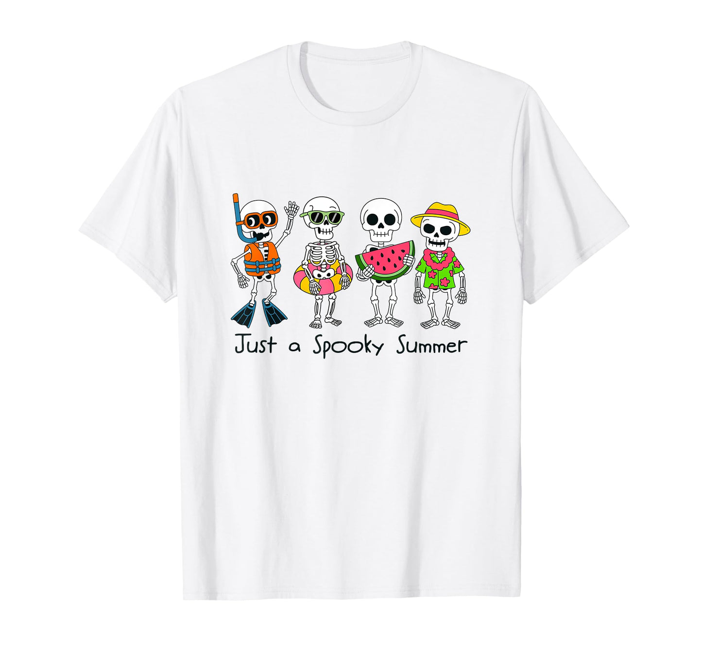 Spooky Summer Beach Skeletons Funny Halloween Summerween T-Shirt