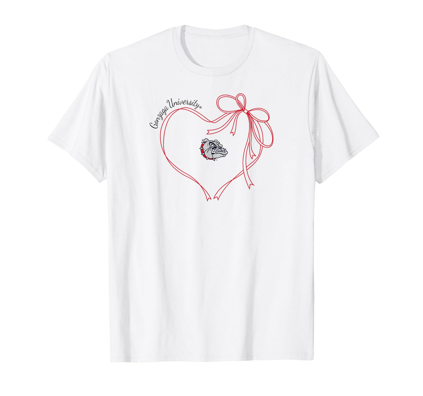 Gonzaga Bulldogs Bow Heart White Officially Licensed T-Shirt