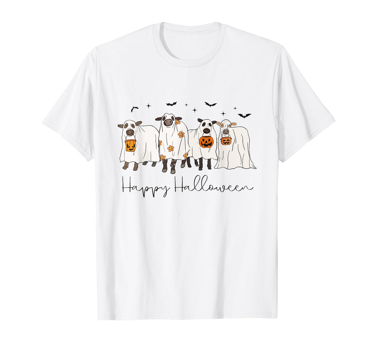 Happy Halloween Cow Ghost Spooky Season Cow Lover Cow Farm T-Shirt