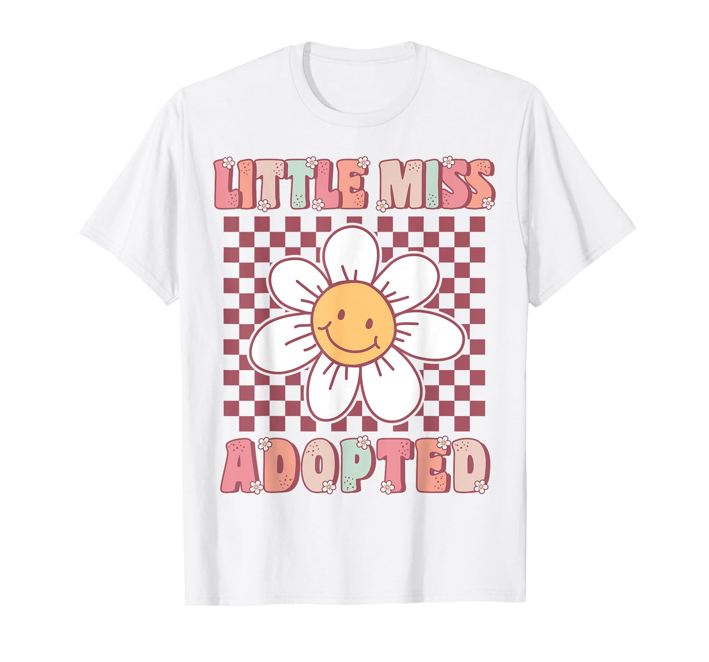 Little Miss Adopted Girls Cute Groovy Kids Adoption Day T-Shirt