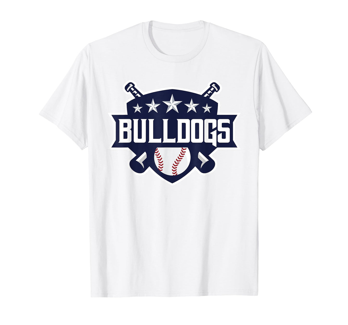 Bulldogs Blue Baseball Game Day Print Stars Mom Dad Gray Tee T-Shirt