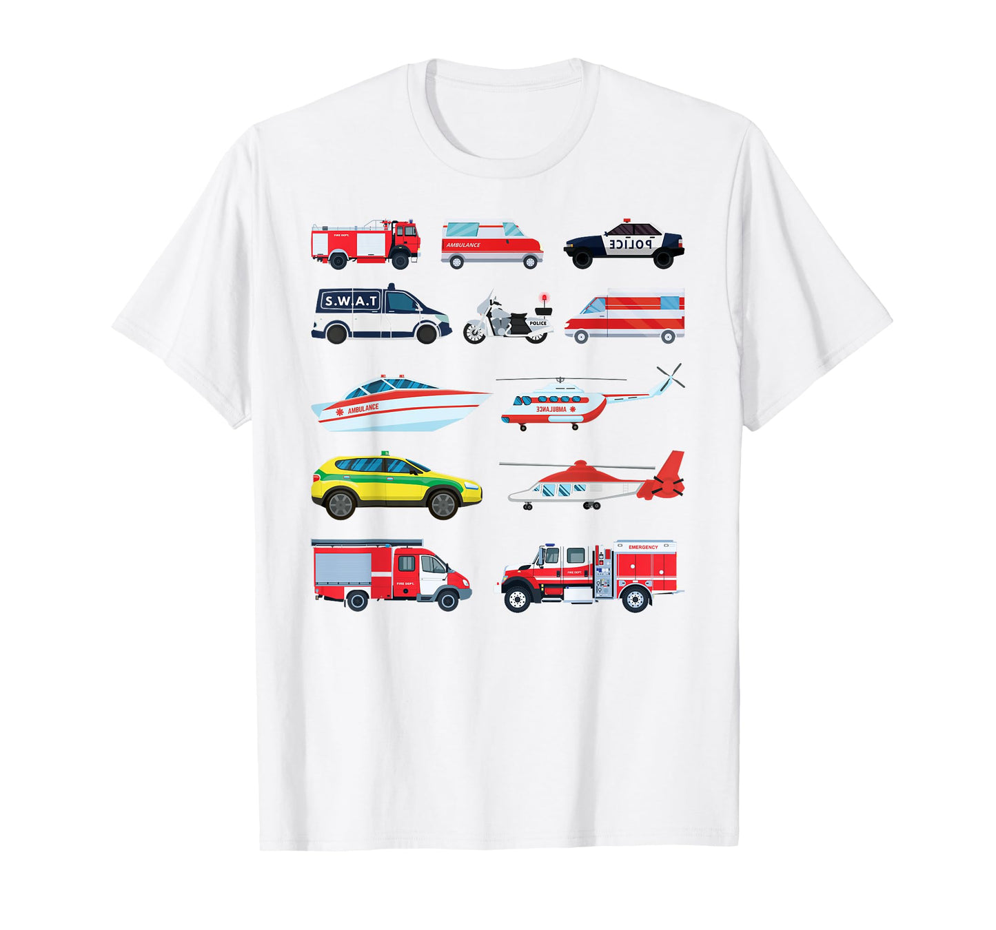 Emergency Vehicles, Emergency Boy and Girl T-Shirt