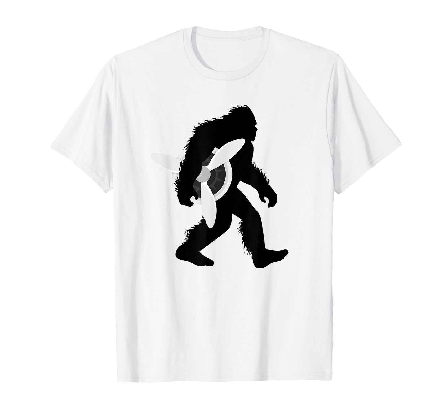 Bigfoot Carrying Airplane Propeller Sasquatch Pilot T-Shirt
