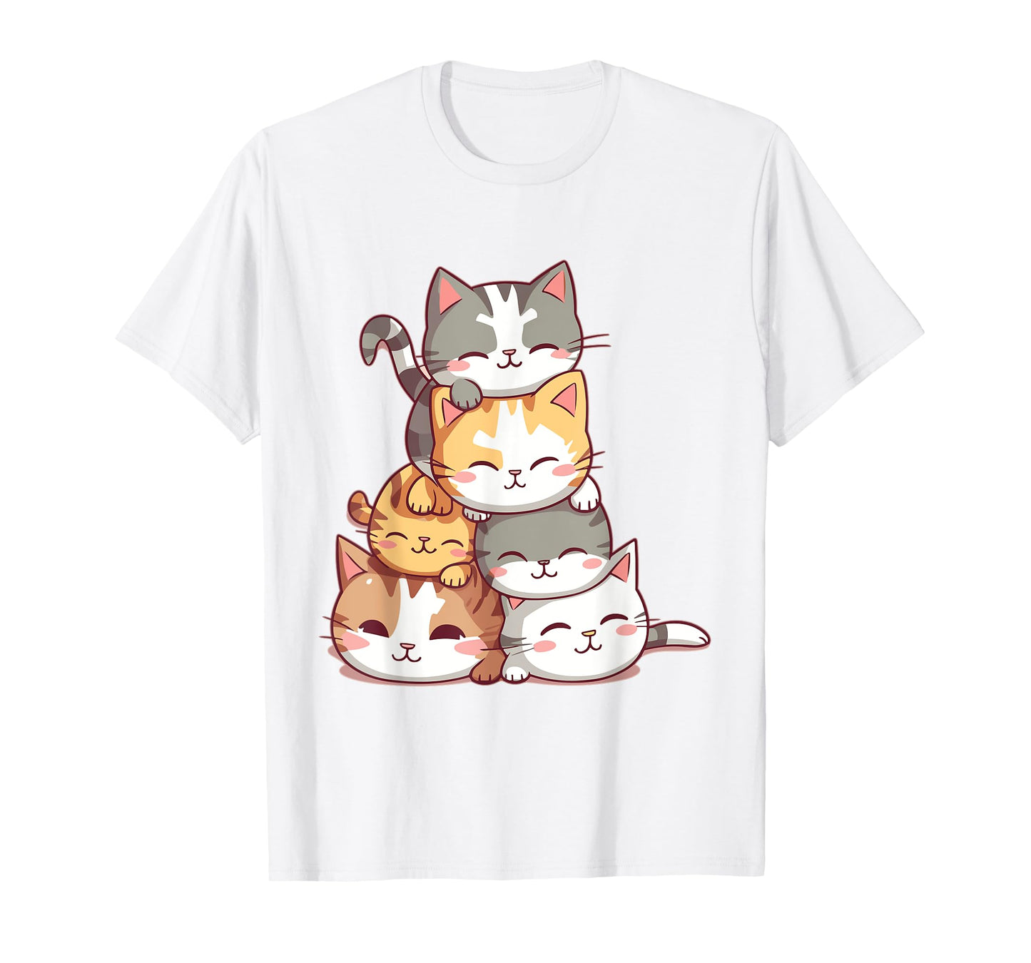 Cat Cute Kitty Pile Cats Anime Kawaii Neko Women Girls T-Shirt