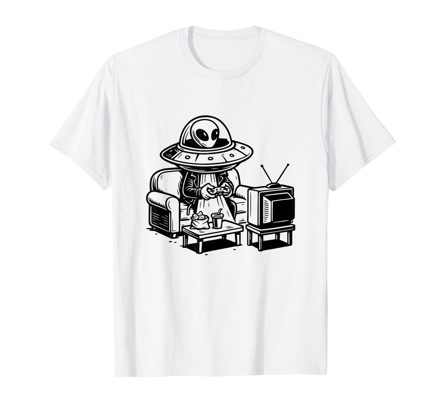 Funny Alien Design for Gamer Couch Gaming UFO T-Shirt