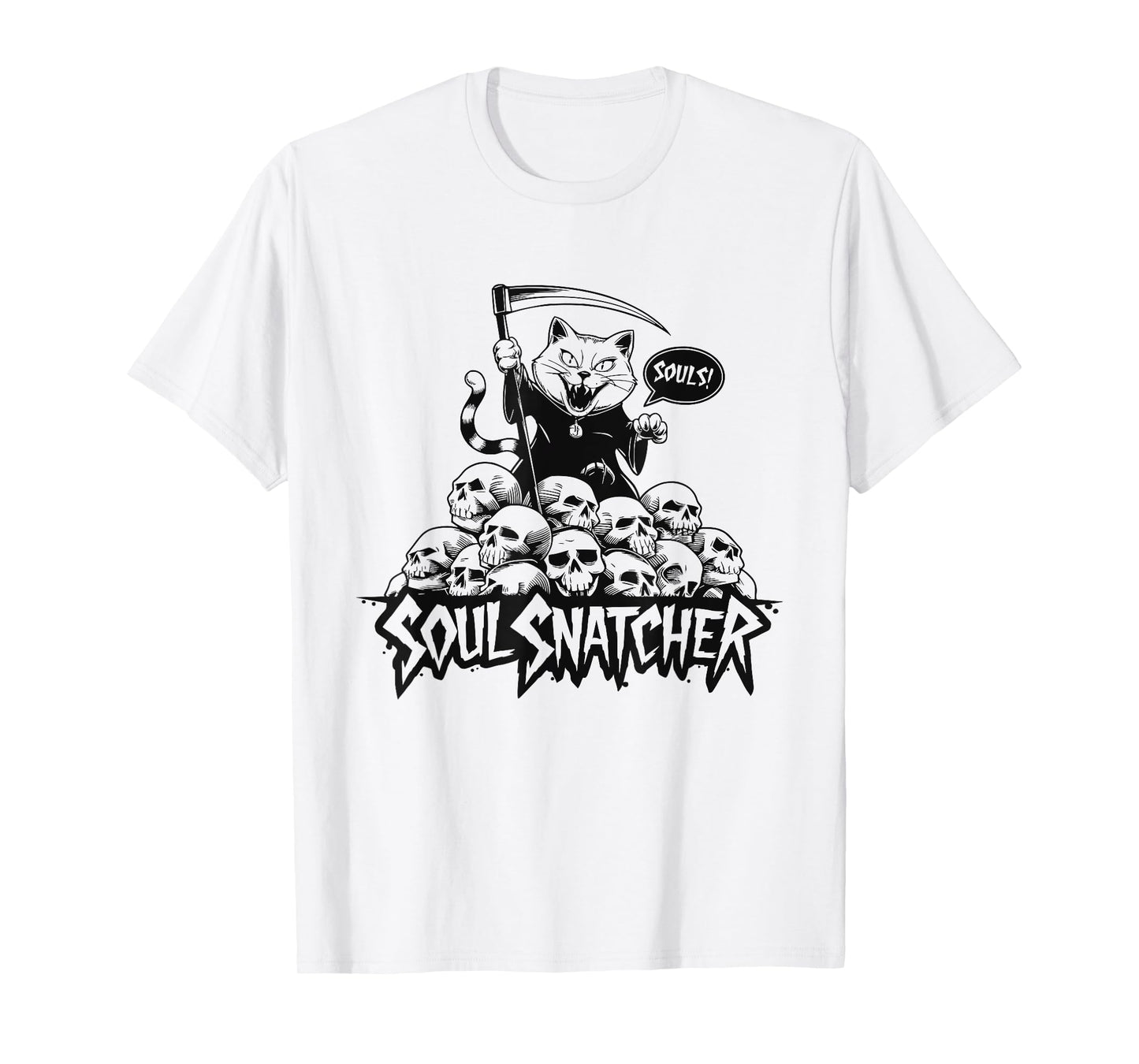 Soul Snatcher Cat Collects Souls Halloween Men Women T-Shirt