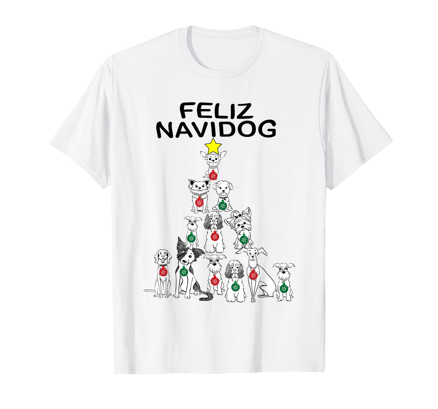 Feliz Navidog Funny Christmas Dog TShirt Cute Xmas Tree Dog Men Women Kids T-Shirt