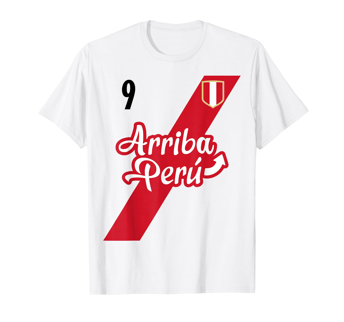 Retro Arriba Peru Soccer Jersey 9 Peruvian Futbol Gift Tee T-Shirt