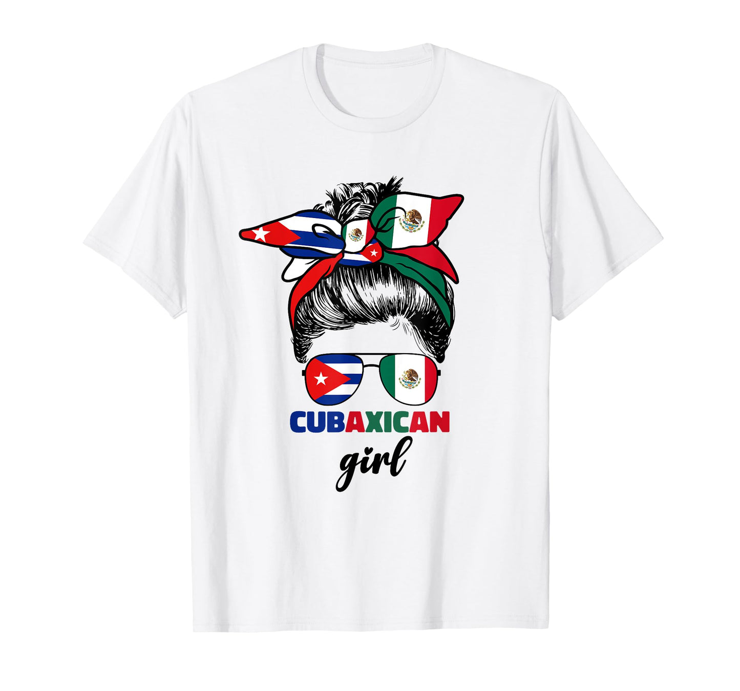 Half Mexican And Half Cuban Mexico Cuba Flag Girl For Women T-Shirt