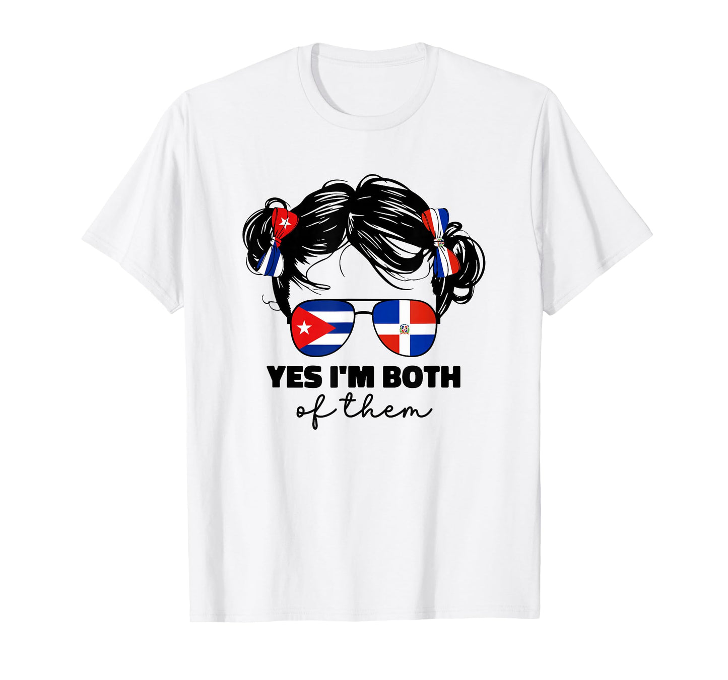 Half Dominican Republic And Cuban Cuba Flag Kids Girl Mix T-Shirt