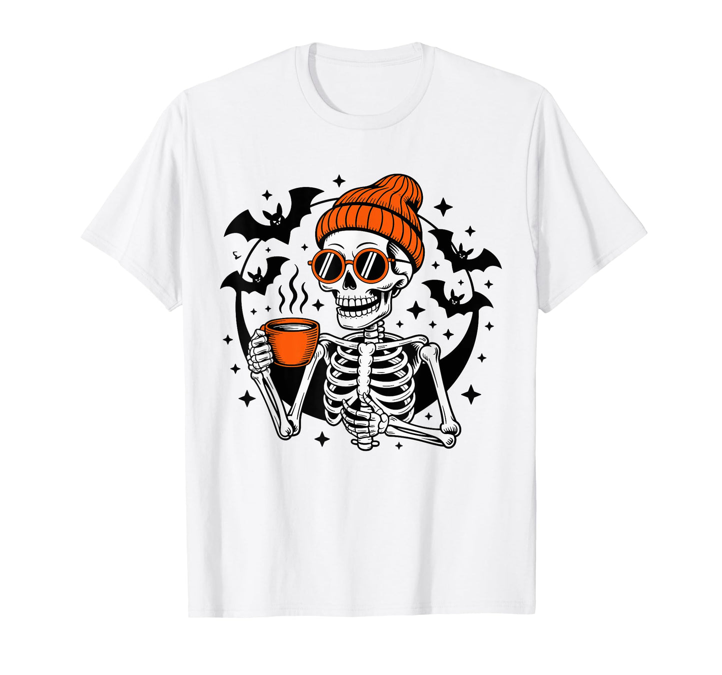 Halloween Skeleton Drinking Coffee Costume bat Dad Boys Men T-Shirt