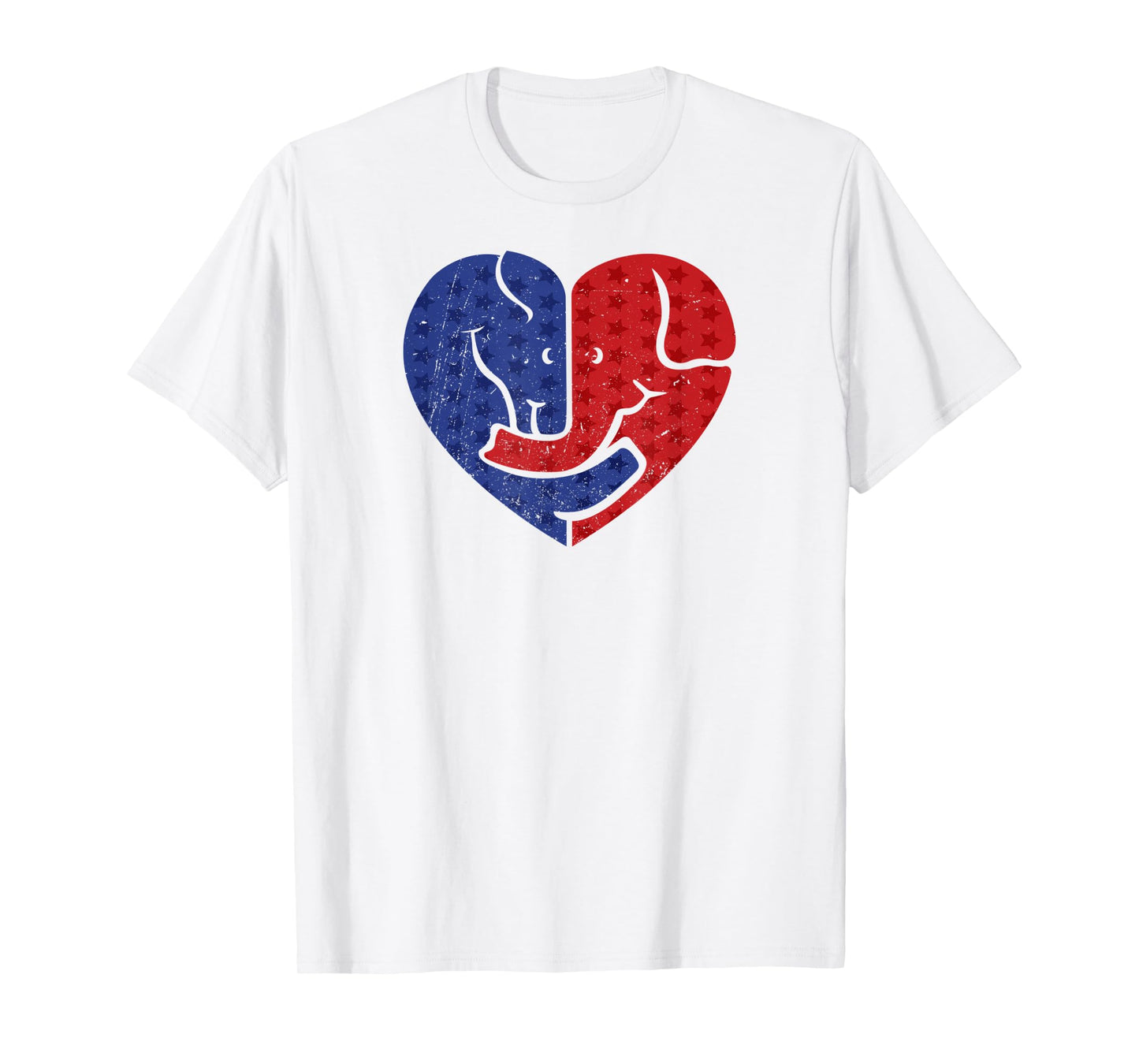 Democratic Donkey and Republican Elephant Love Heart T-Shirt
