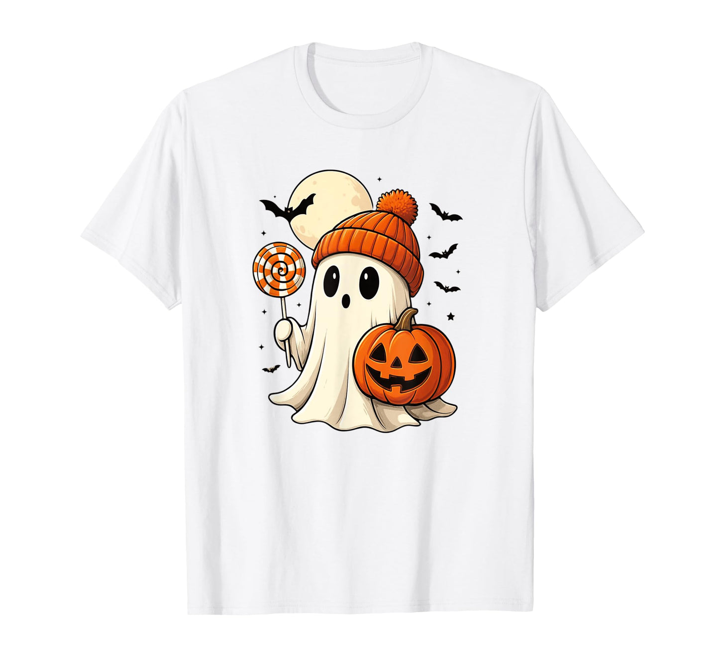 Cute Halloween Ghost Lollipop Pumpkin Cute Coquette Ghost T-Shirt