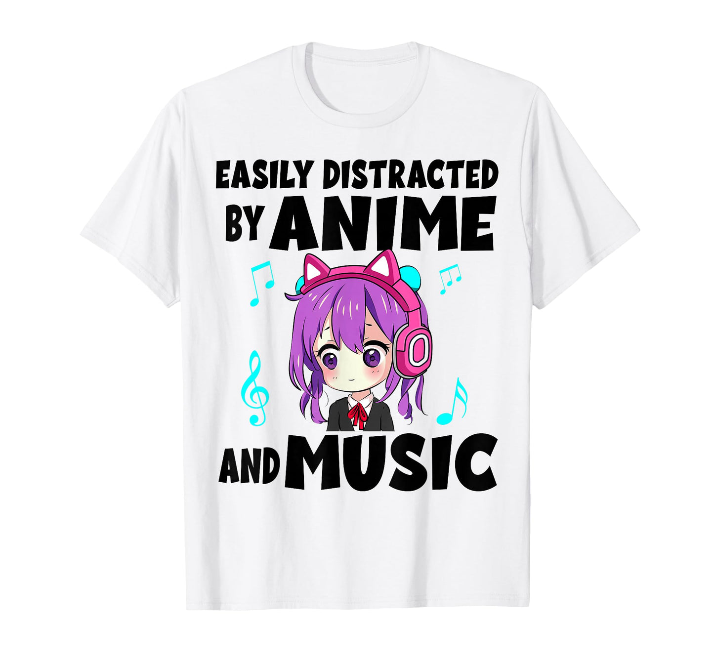 funny Anime and Music Girl for Teen chibi graphic Anime girl T-Shirt