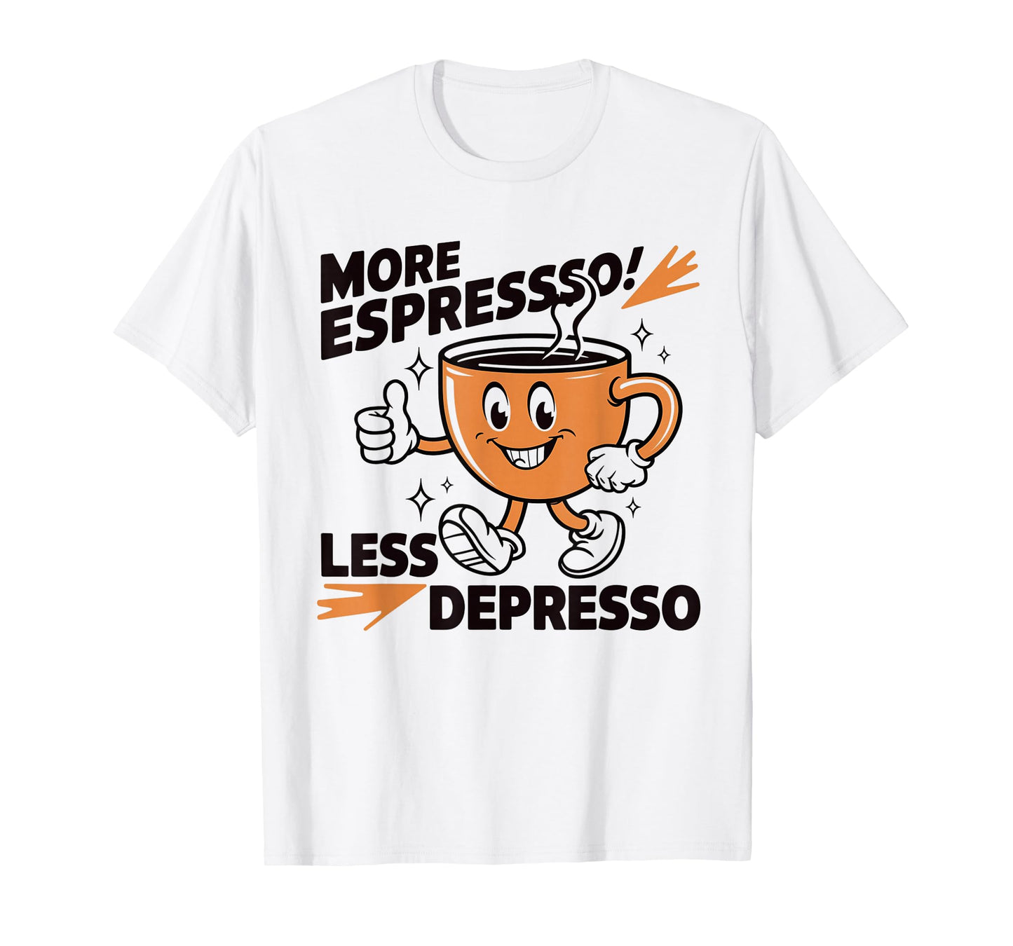 More Expresso Less Depresso Funny Vintage Coffee Adict Lover T-Shirt