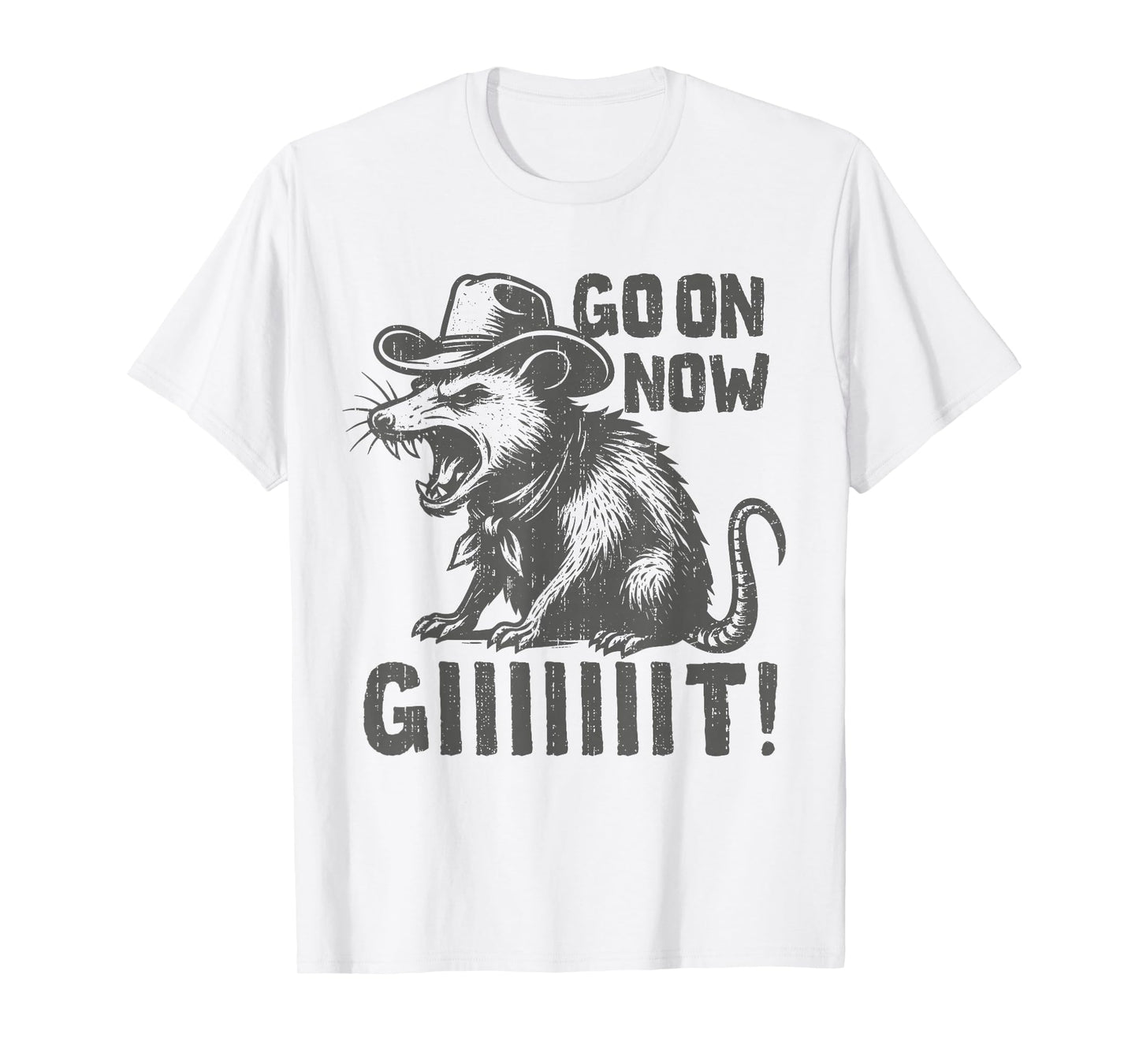 Vintage Cowboy Opossum Go On Now Git Western Country Rodeo T-Shirt