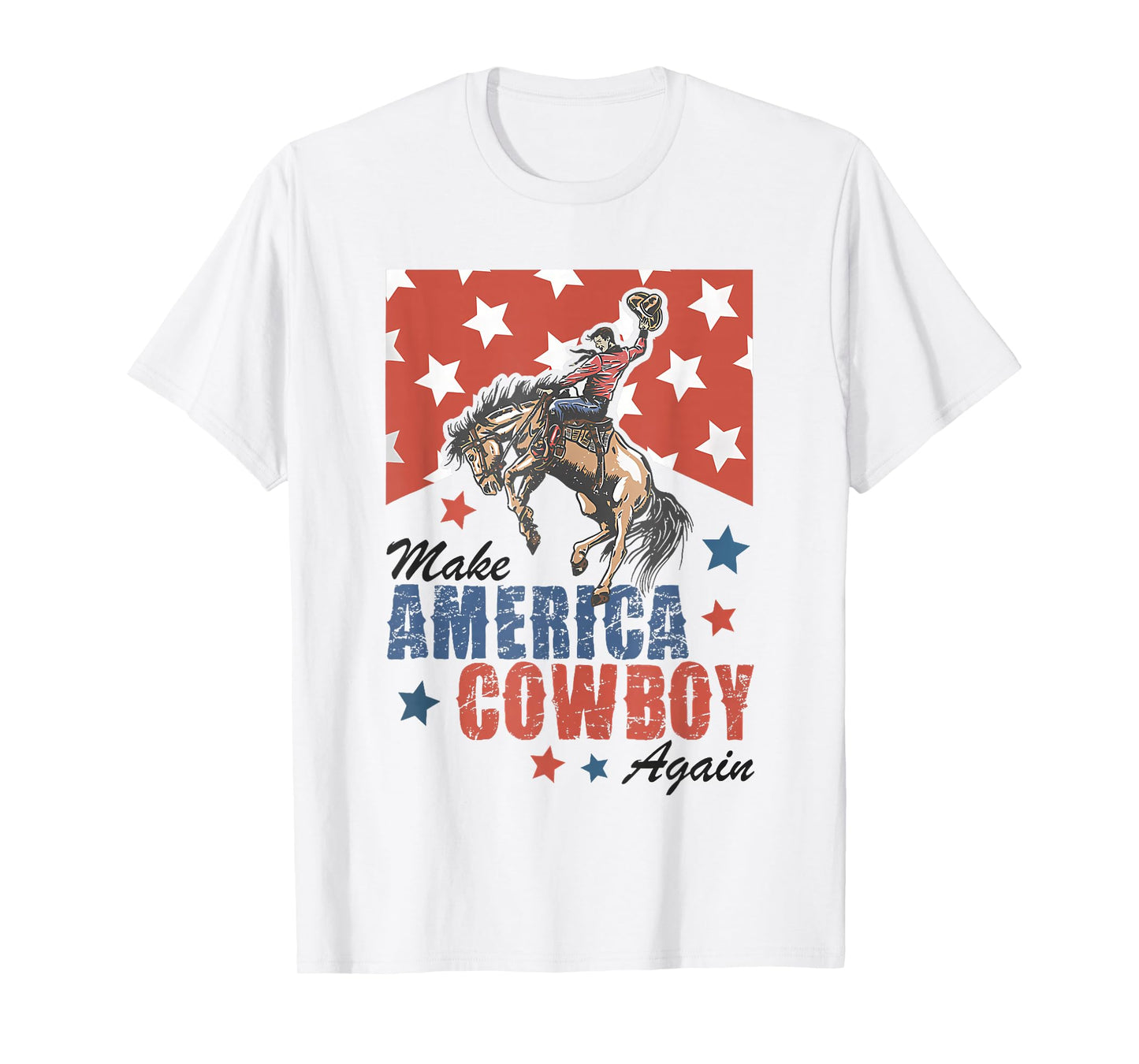 Make America Western Cowboy Again Retro 4th Of July USA Flag T-Shirt
