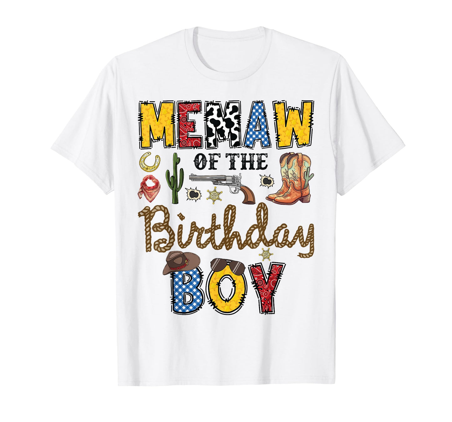 Memaw Of The Birthday Boy Cowboy Rodeo Memaw T-Shirt