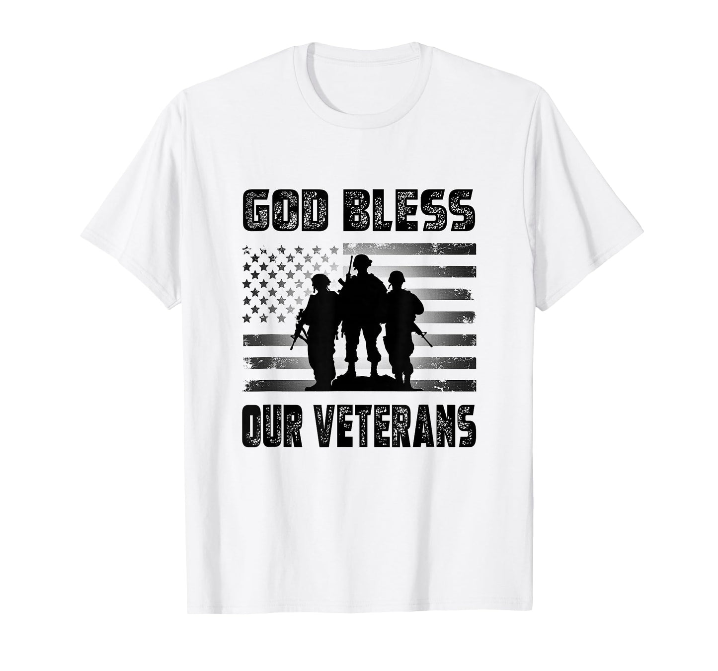 God Bless Our Veterans Patriotic American Flag T-Shirt