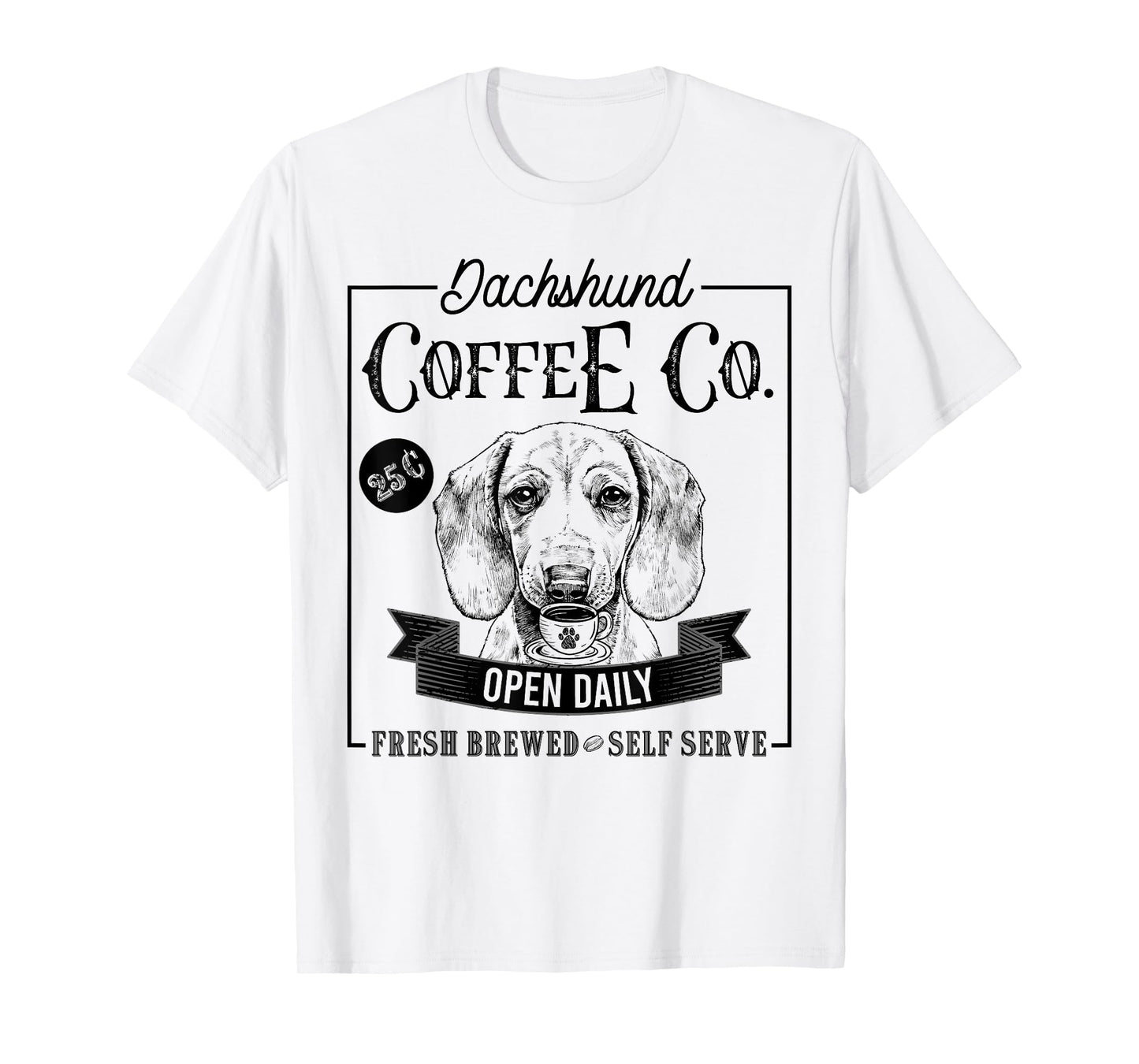 Retro Dachshund Coffee Funny Wiener Dog Mom Coffee Lover T-Shirt for Men Women Kids
