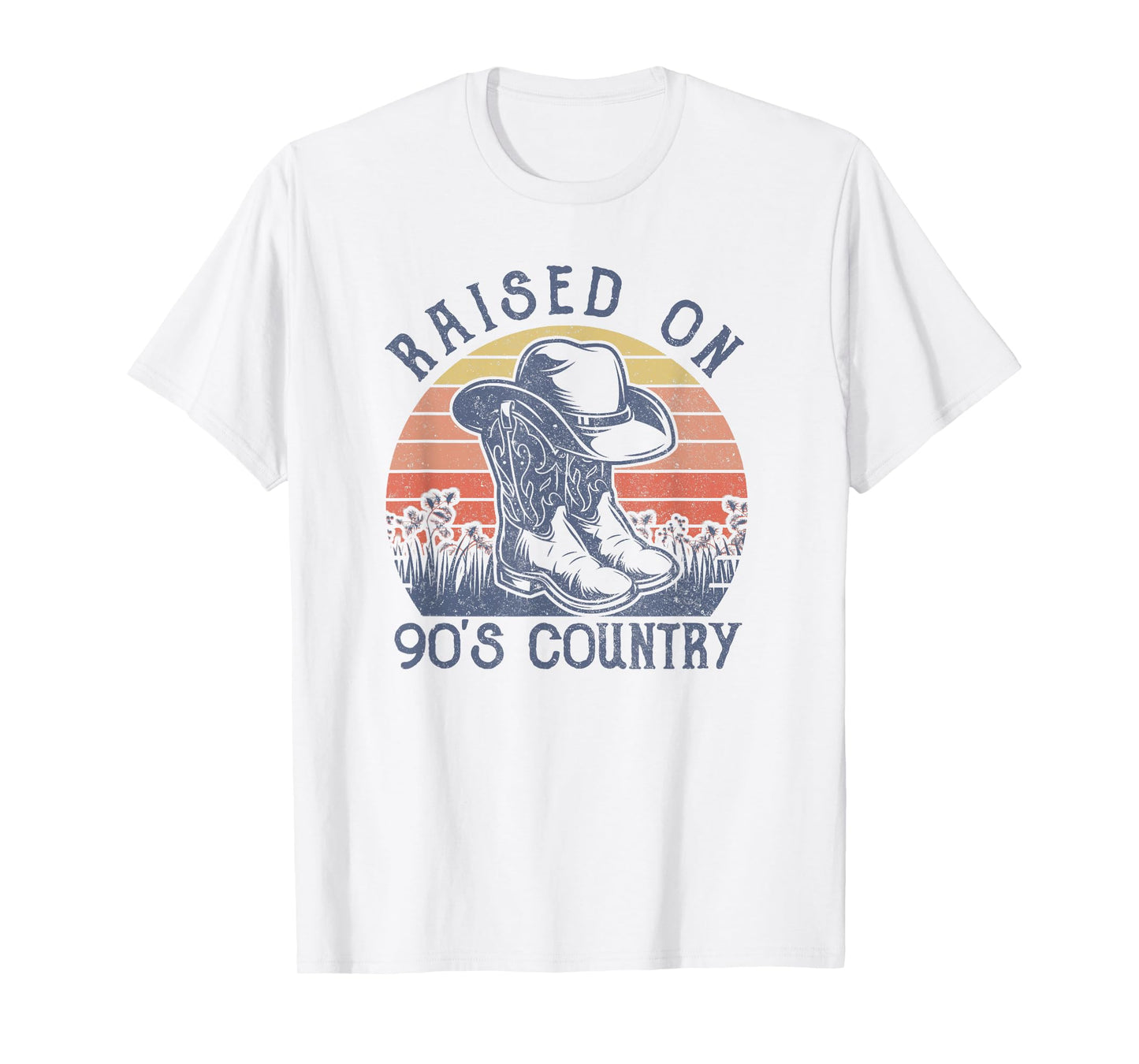 Vintage Western Raised On 90's Country Music Cowboy Hat T-Shirt
