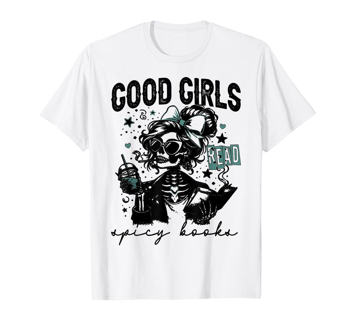 Good Girls Read Spicy Skeleton Book Club T-Shirt