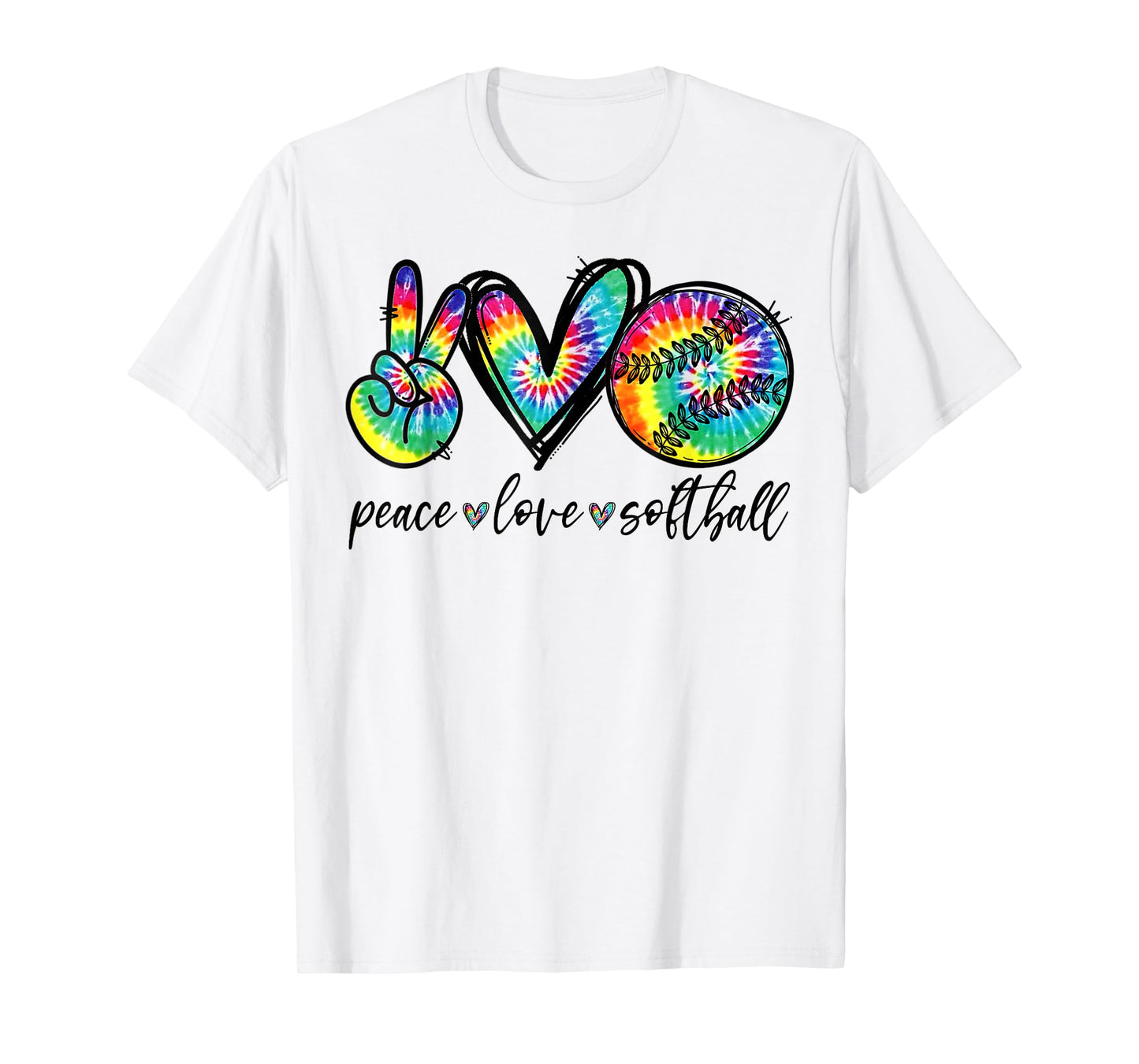 Peace Love Softball Tie Dye Funny Softball Lovers T-Shirt