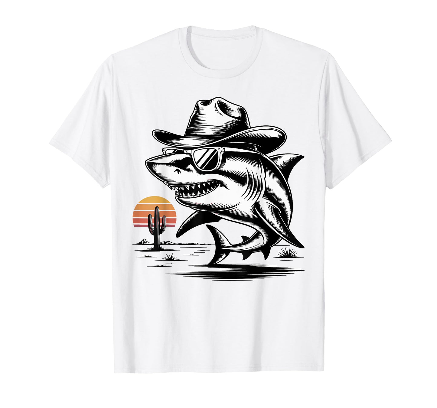 Funny Shark Women Men Boys Shark in Sunglasses Country T-Shirt