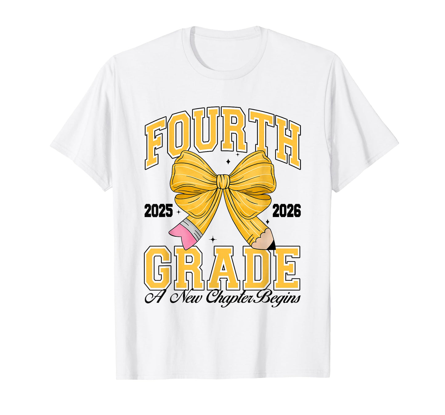 Fourth Grade Back to School First Day Pencil Bow 2025 Girls T-Shirt