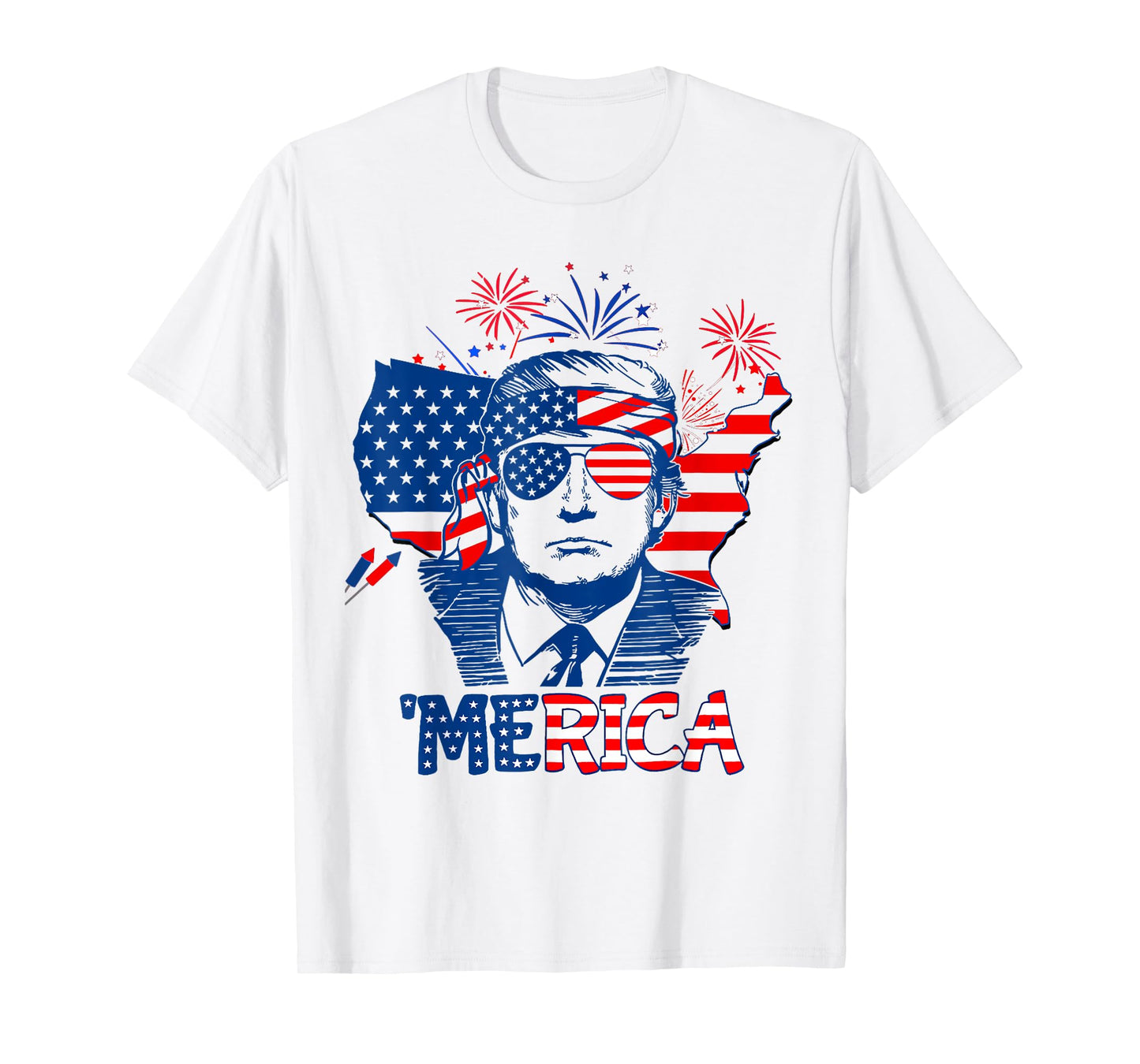 MERICA Shirt Funny 4th Of July American Flag Men Women T-Shirt