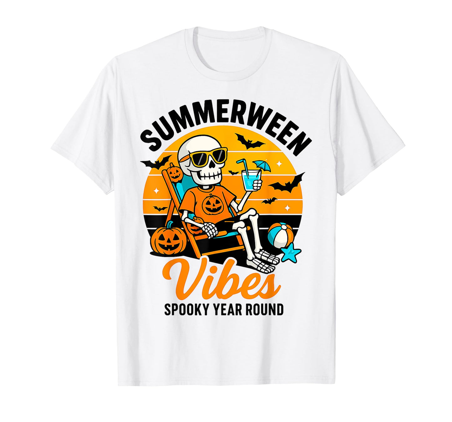 Halloween Summer Ween Vibes Spooky Skeleton Float Costume T-Shirt