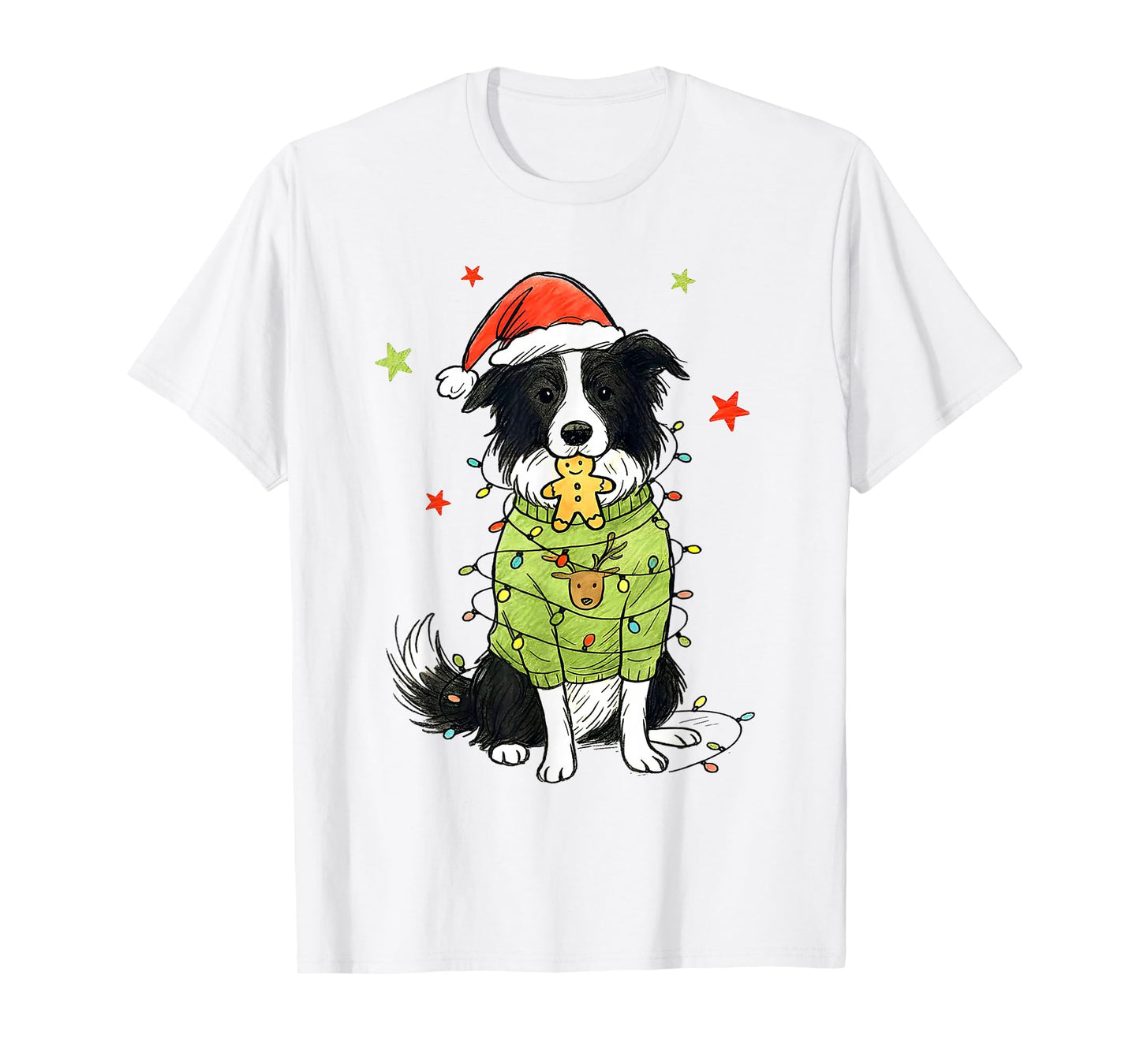 Santa Border Collie Christmas Border Collie Dog Mom Pajama T-Shirt