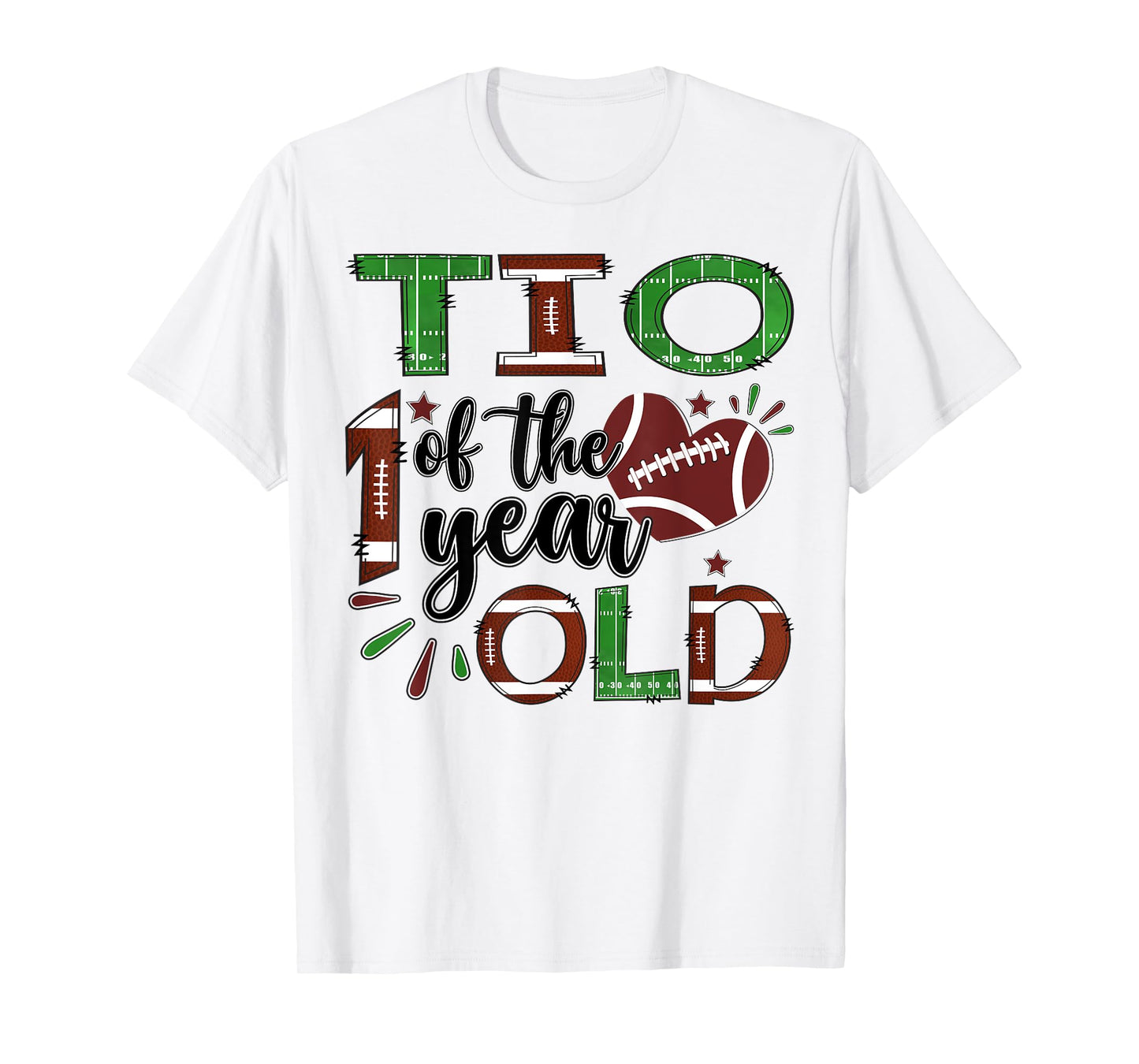 Tio Of The 1 Year Old Football 1St Year Down Birthday T-Shirt
