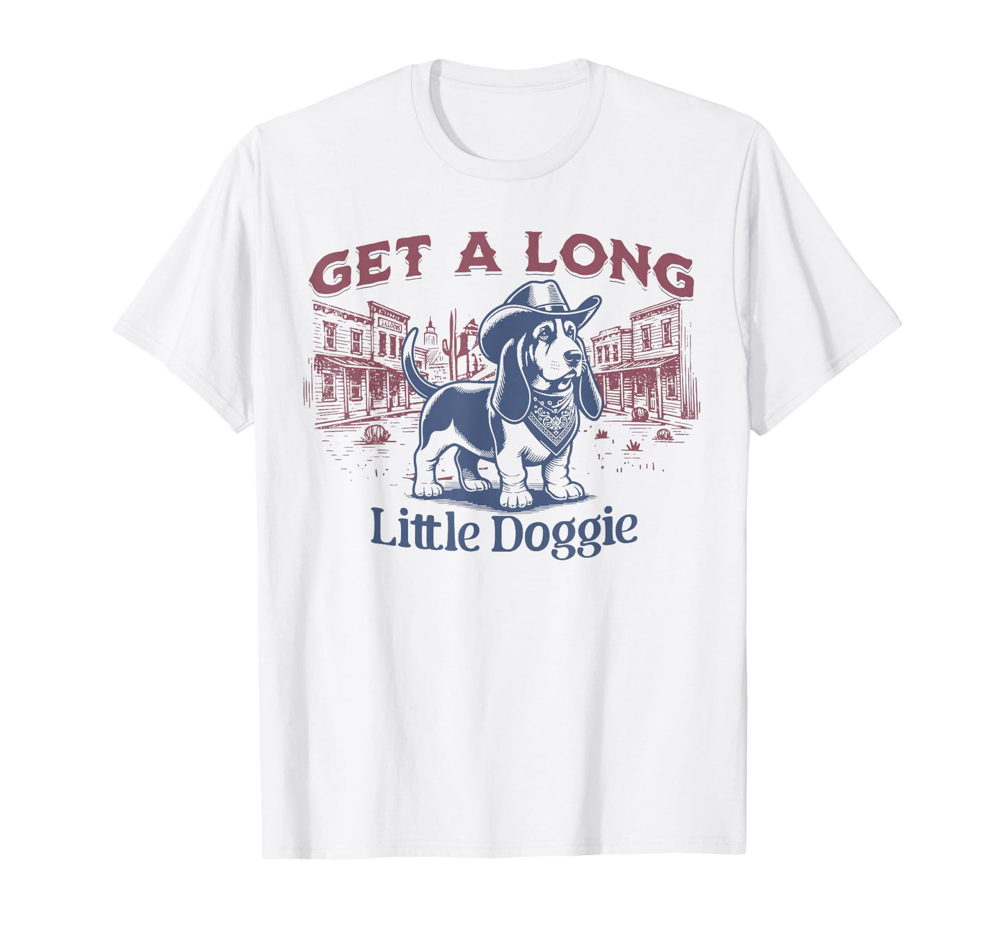 Get A Long Little Doggie Basset Hound Vintage Western T-Shirt