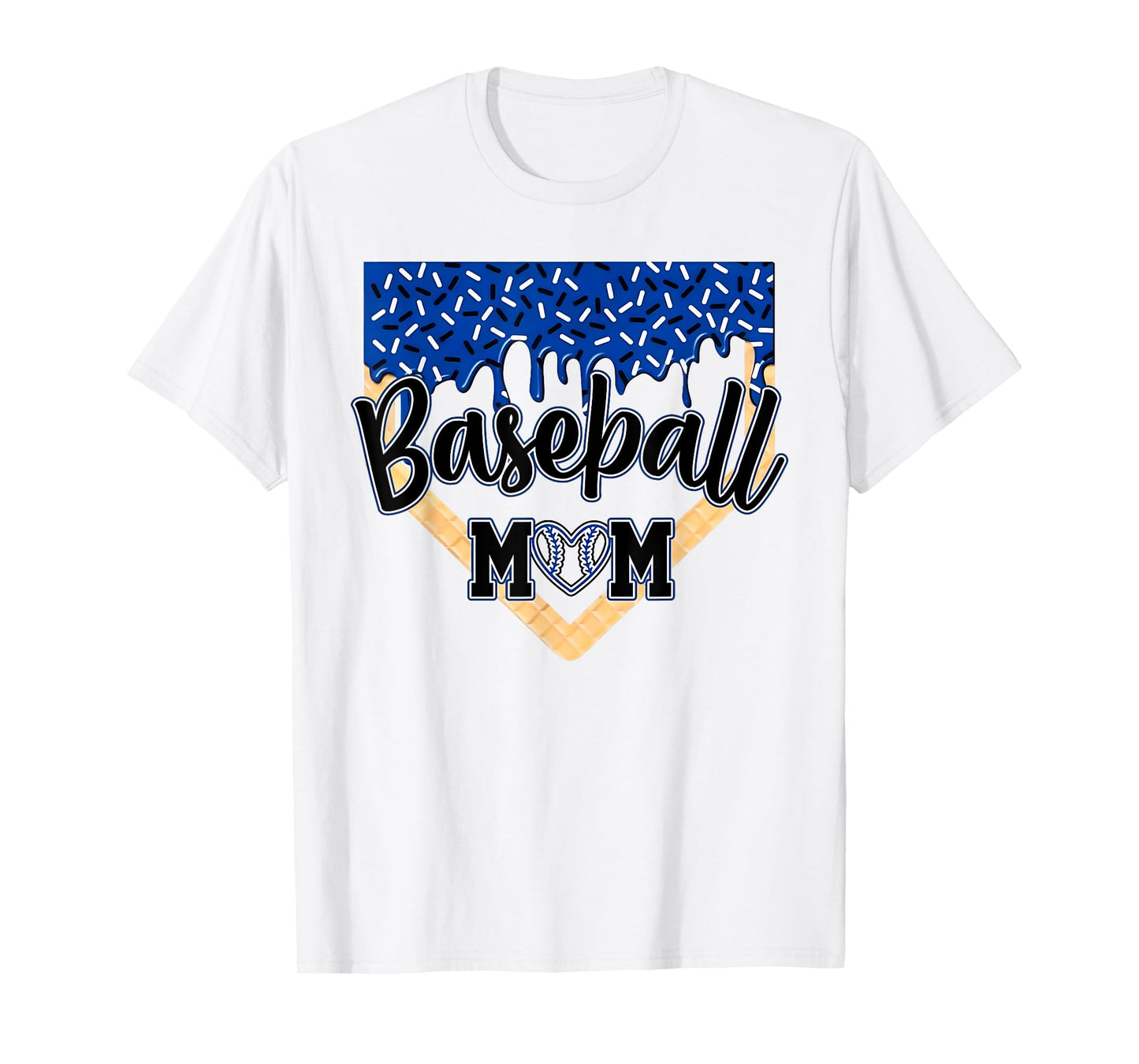 Baseball Mom Home Plate Ice Cream Drip with Sprinkles T-Shirt