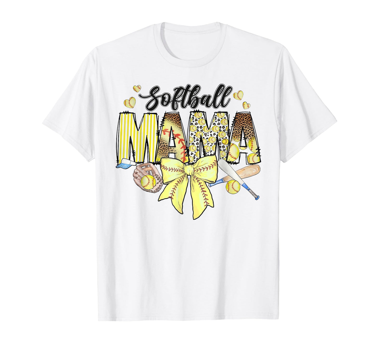 Softball Coquette Bow Softball Mom Mothers Day Softball Mama T-Shirt
