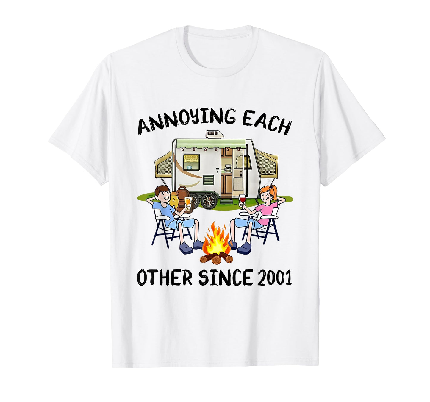 Annoying Each Other Since 2001 RV Van Campfire Couple T-Shirt