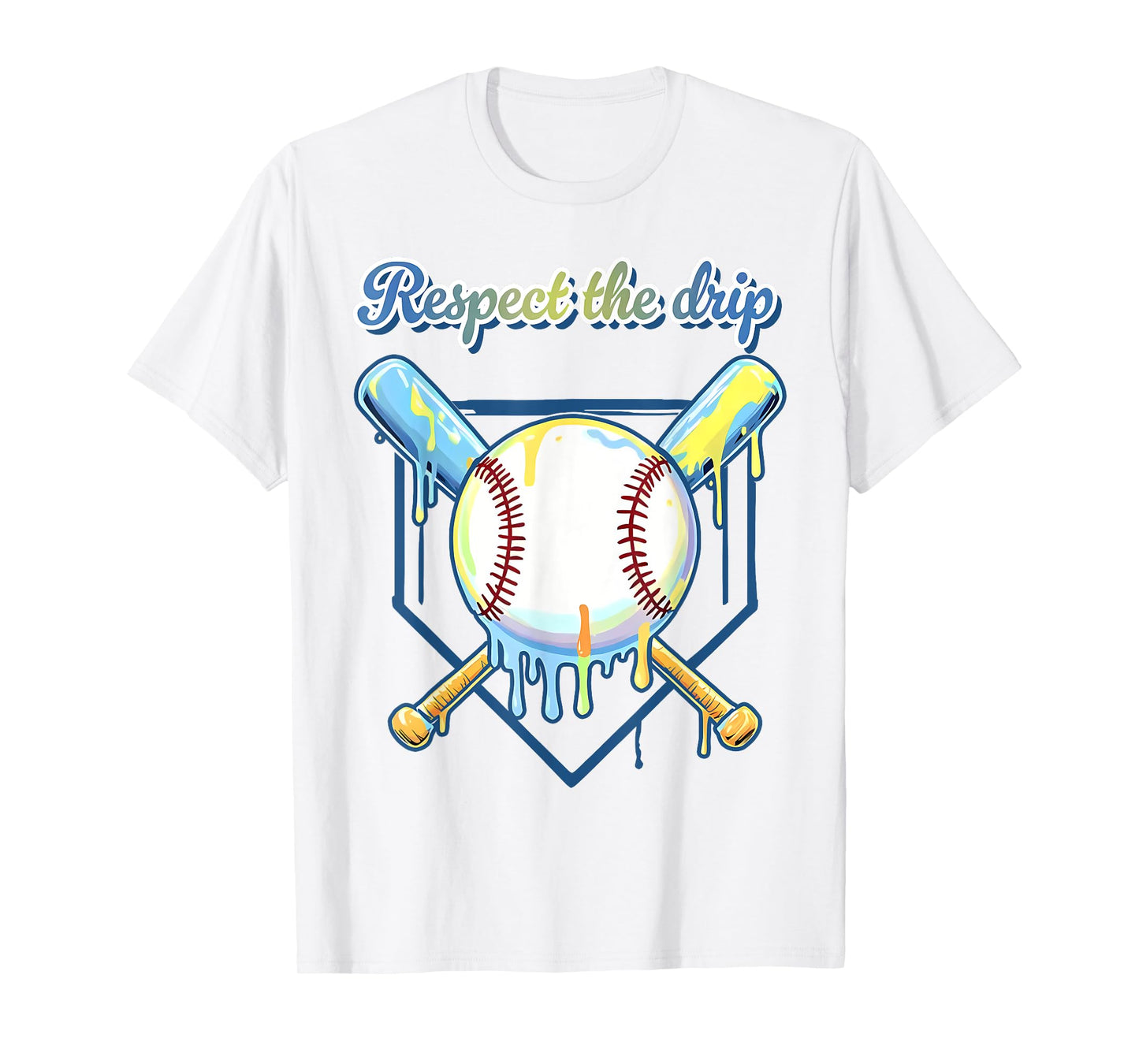 Respect The Drip Baseball Home Plate Ice Cream Drip T-Shirt