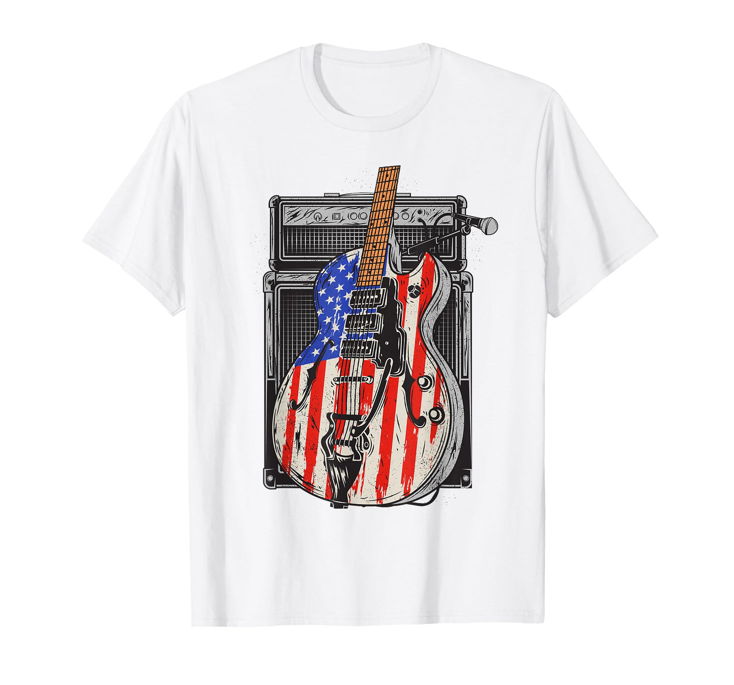 American Flag Guitar 4th of July Guitarist USA Country Music T-Shirt