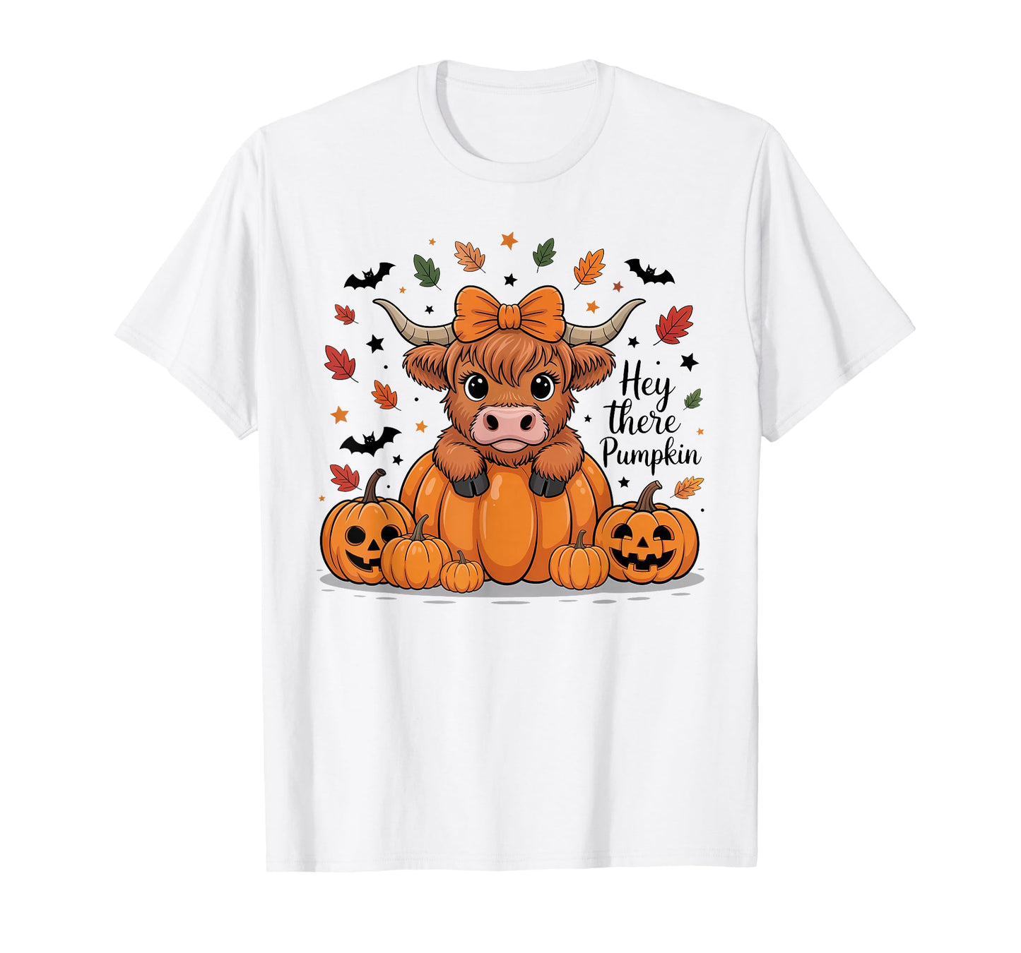 Hey There Pumpkin Halloween Highland Cow Lover Cow Farm T-Shirt
