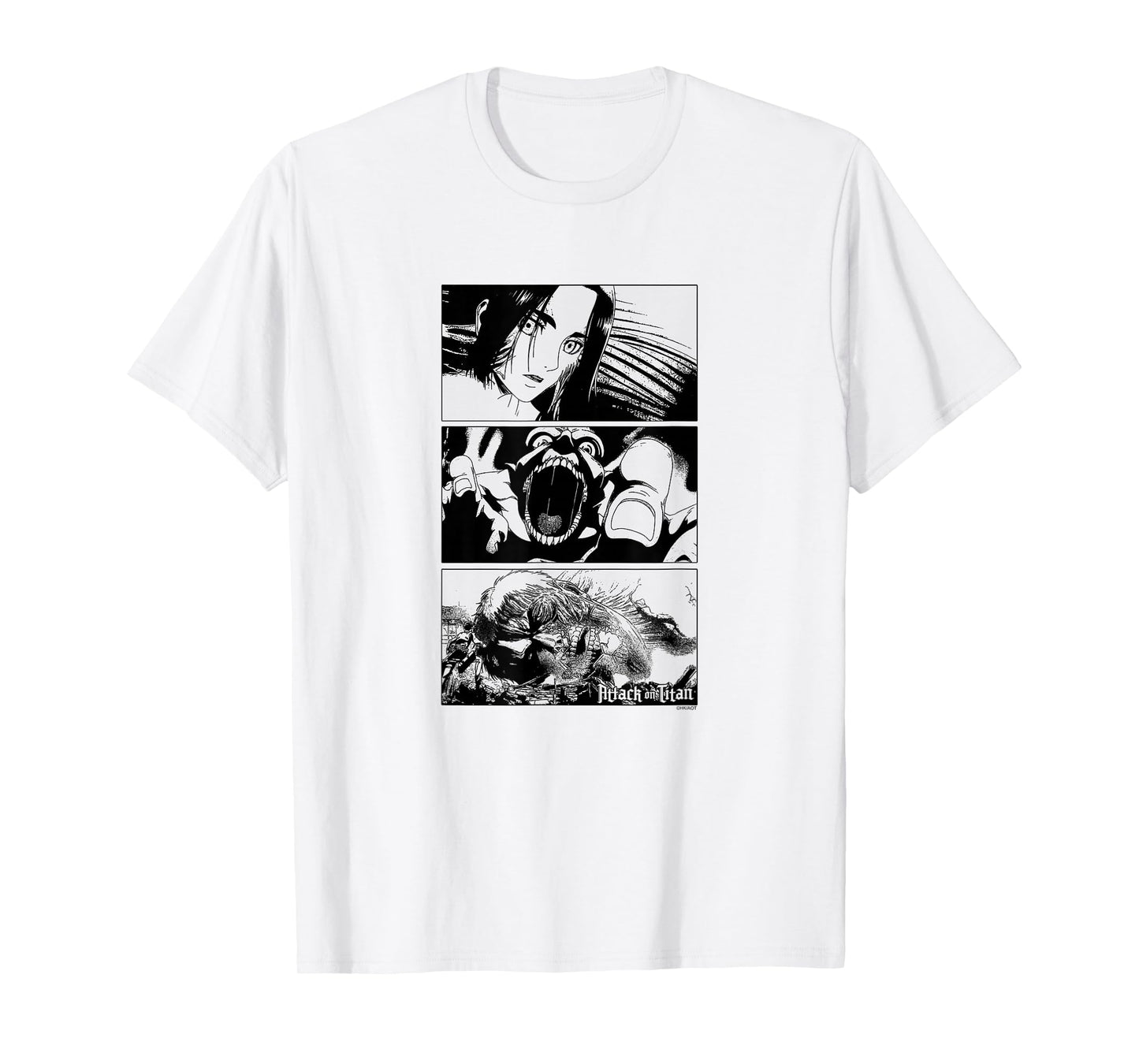 Attack on Titan Season 3 Stacked Scenes Black and White T-Shirt