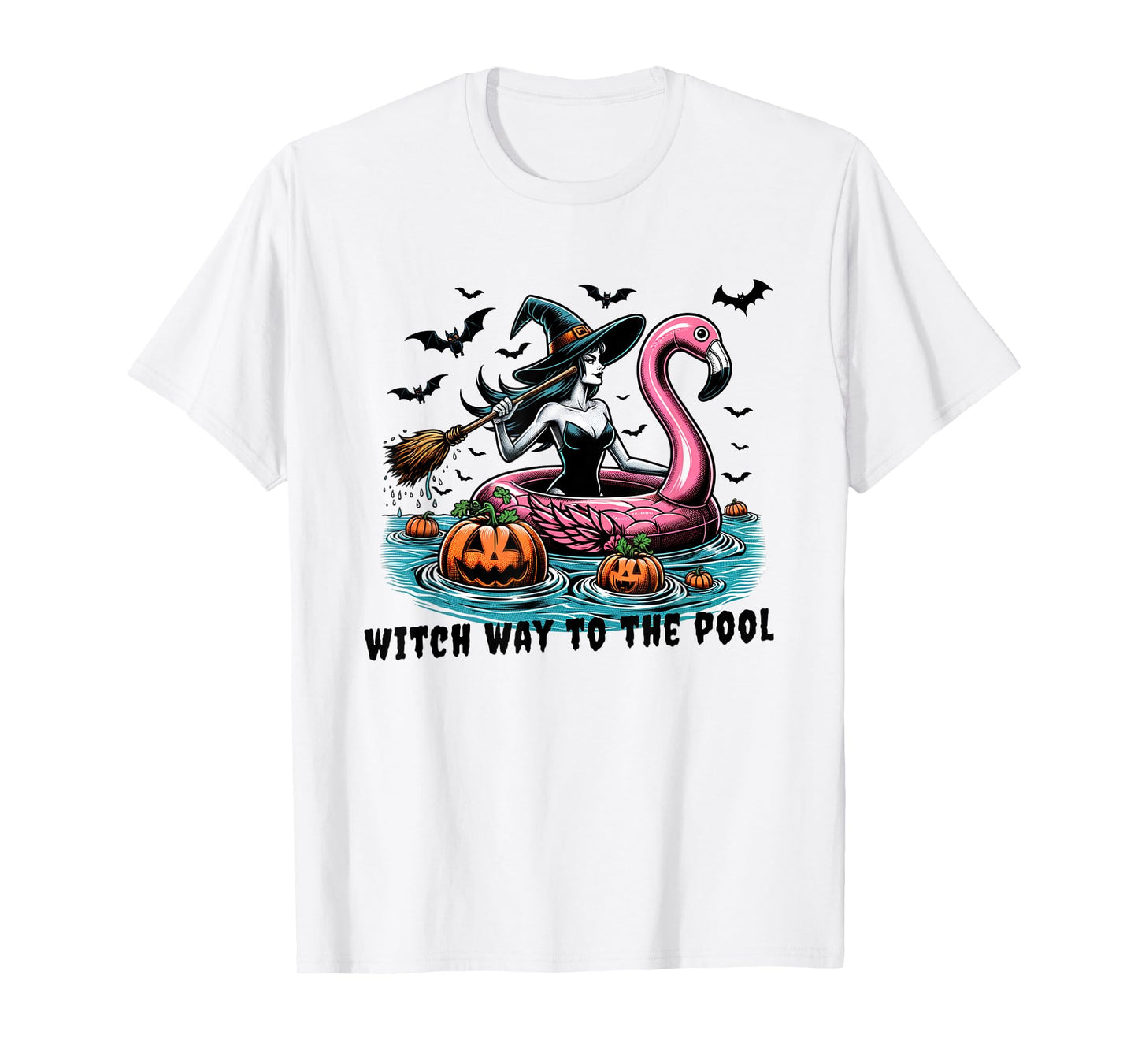 Witch Way To The Pool Funny Summer Autumn Fall Goth Spooky T-Shirt