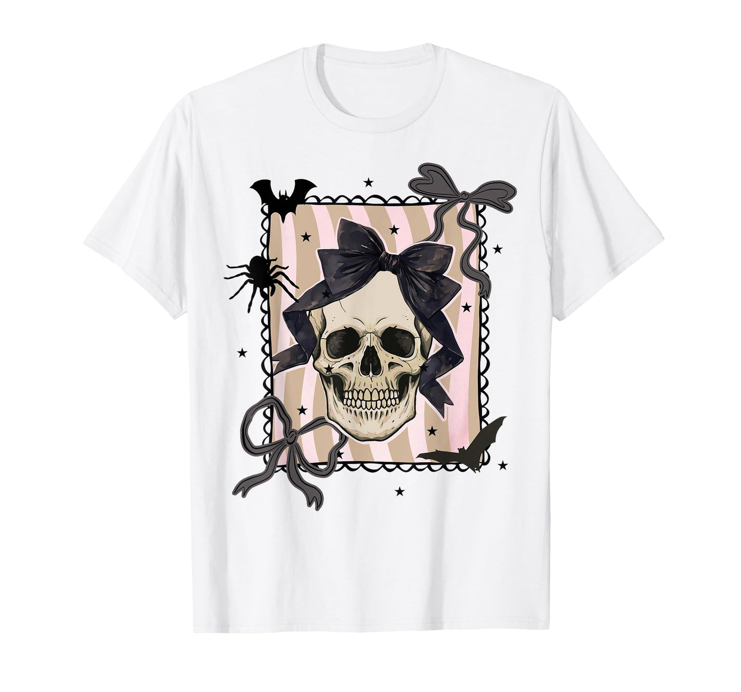 Halloween Coquette Bows Gothic Skull Girly Spooky Season T-Shirt