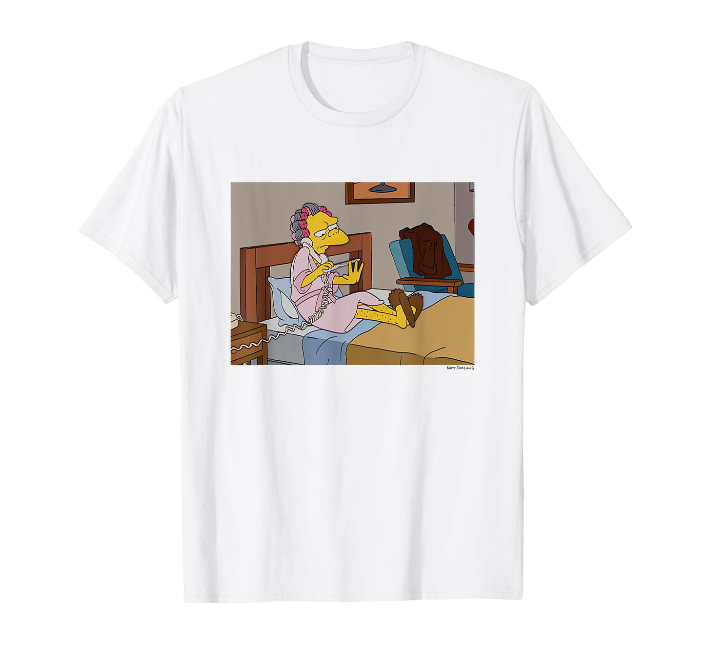 The Simpsons Moe Gossiping Phone Call Big Chest Poster T-Shirt