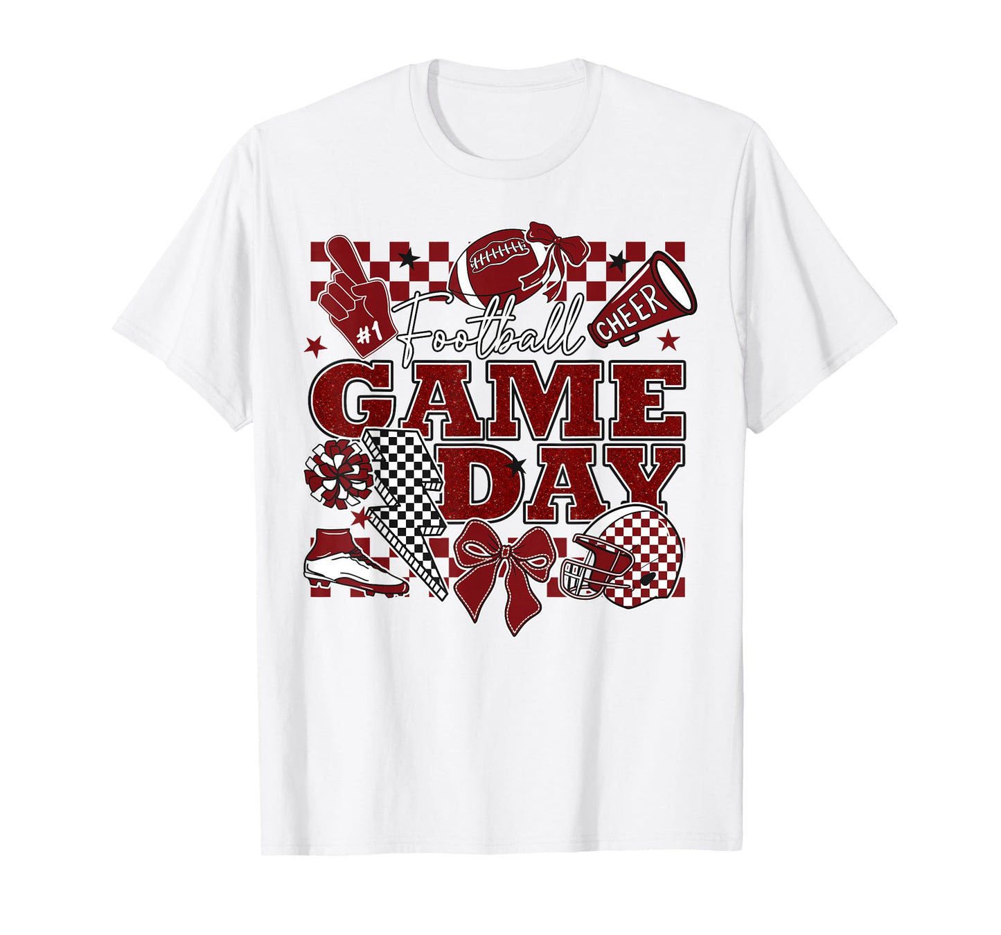 Football Game Day Touchdown Season Cheer Team Spirit Maroon T-Shirt