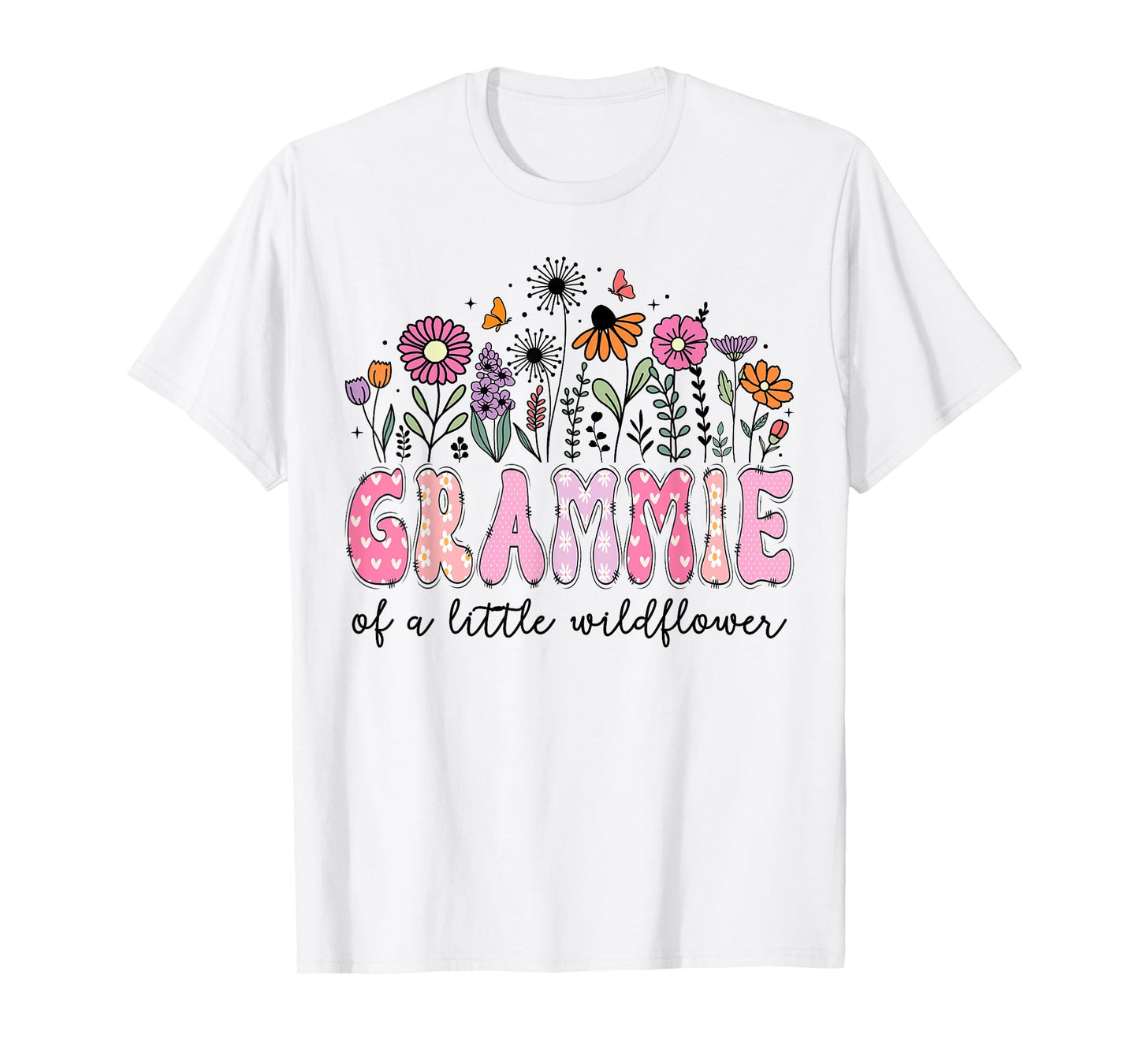 Grammie Of The Little Wildflower Pink Floral Birthday Girl T-Shirt