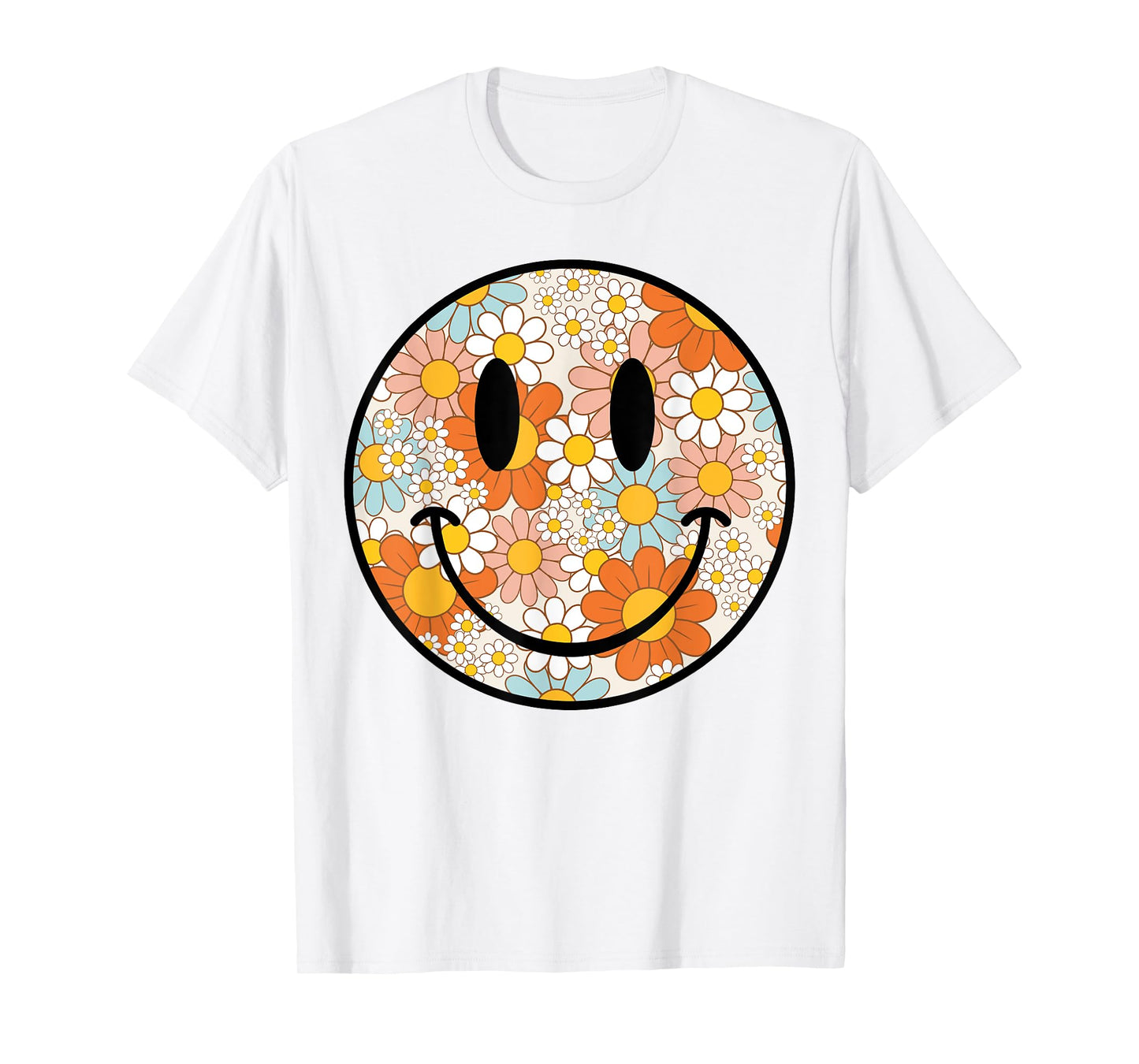 Retro Floral Smile Face Preppy Aesthetic Men Women Kids T-Shirt