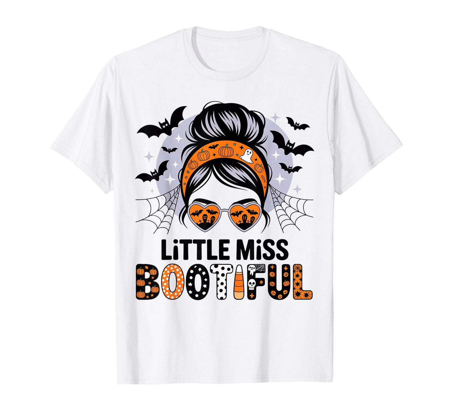 Little Miss Bootiful Messy Bun Halloween Costumes Girl Kid T-Shirt